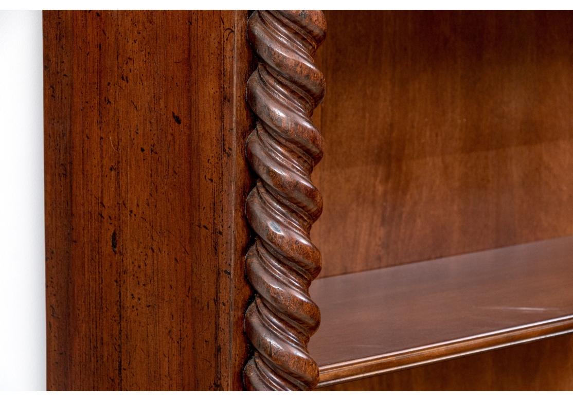 Tall Italian Carved Barley Twist Open Bookcase In Fair Condition For Sale In Bridgeport, CT