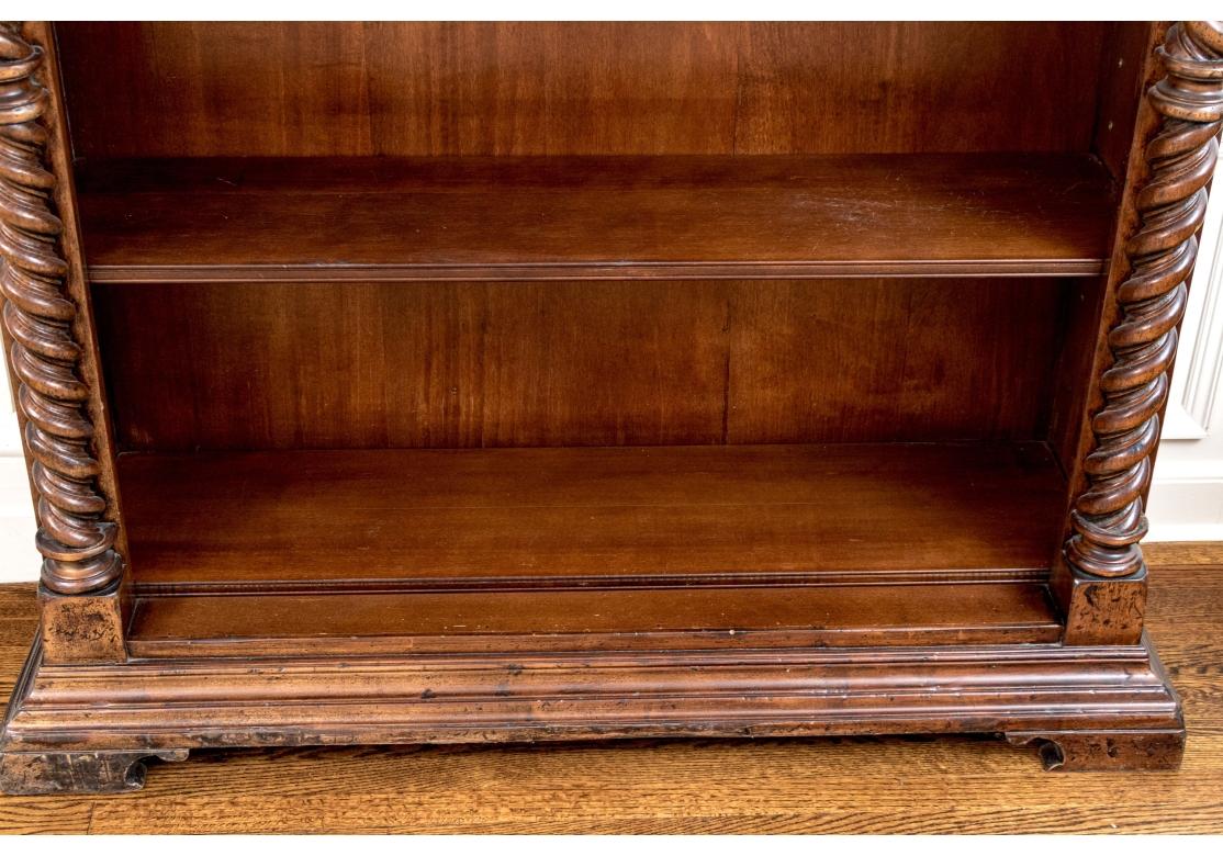 Tall Italian Carved Barley Twist Open Bookcase For Sale 1
