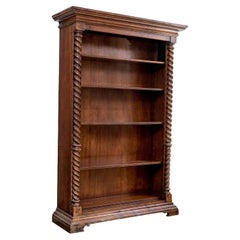 Tall Italian Carved Barley Twist Open Bookcase