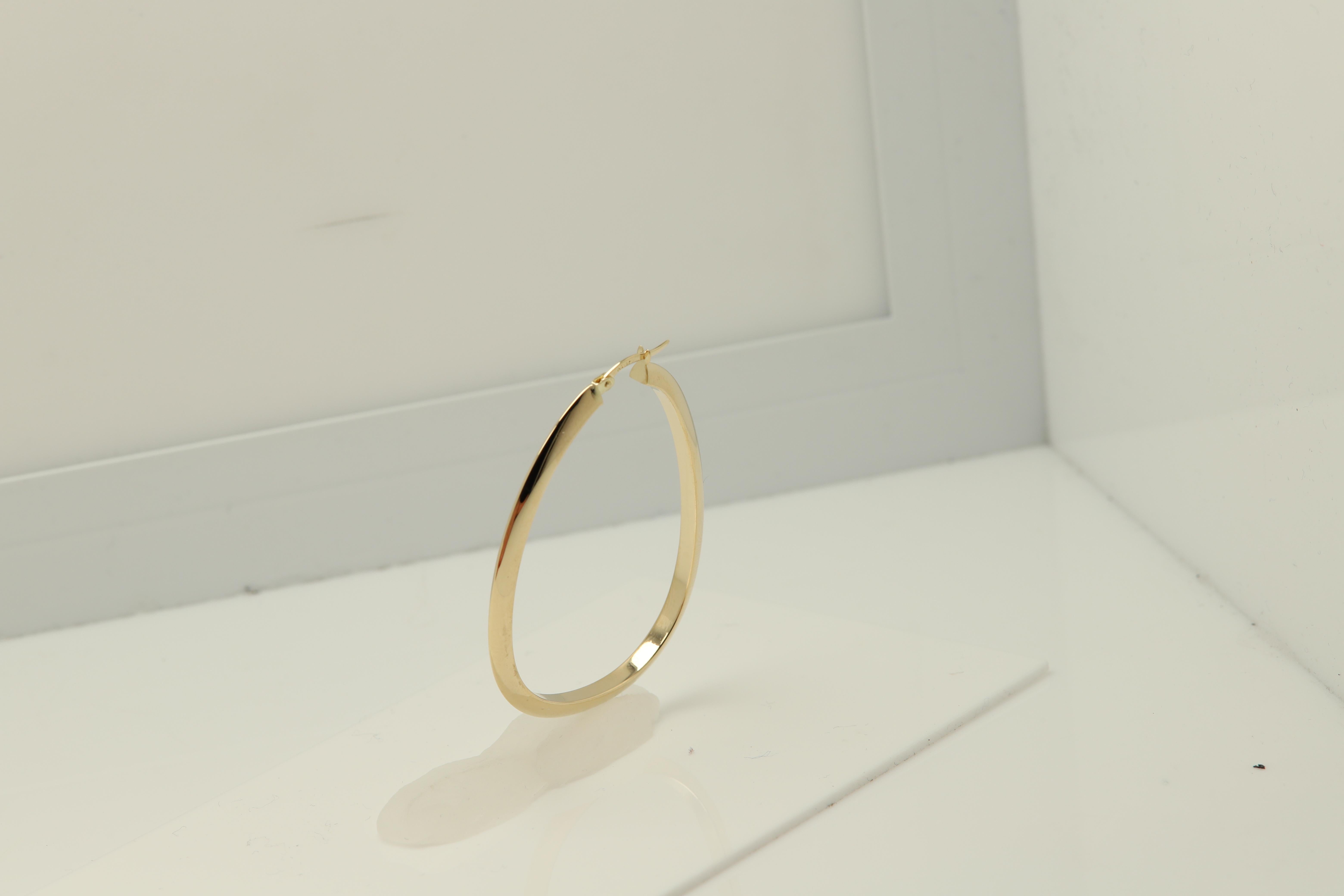 Aros altos italianos Pendientes de oro macizo de 14 quilates Aros de oro Pendientes artísticos 2
