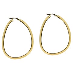 Tall Italian Hoops 14 Karat Solid Gold Earrings Gold Hoops Artistic Earrings