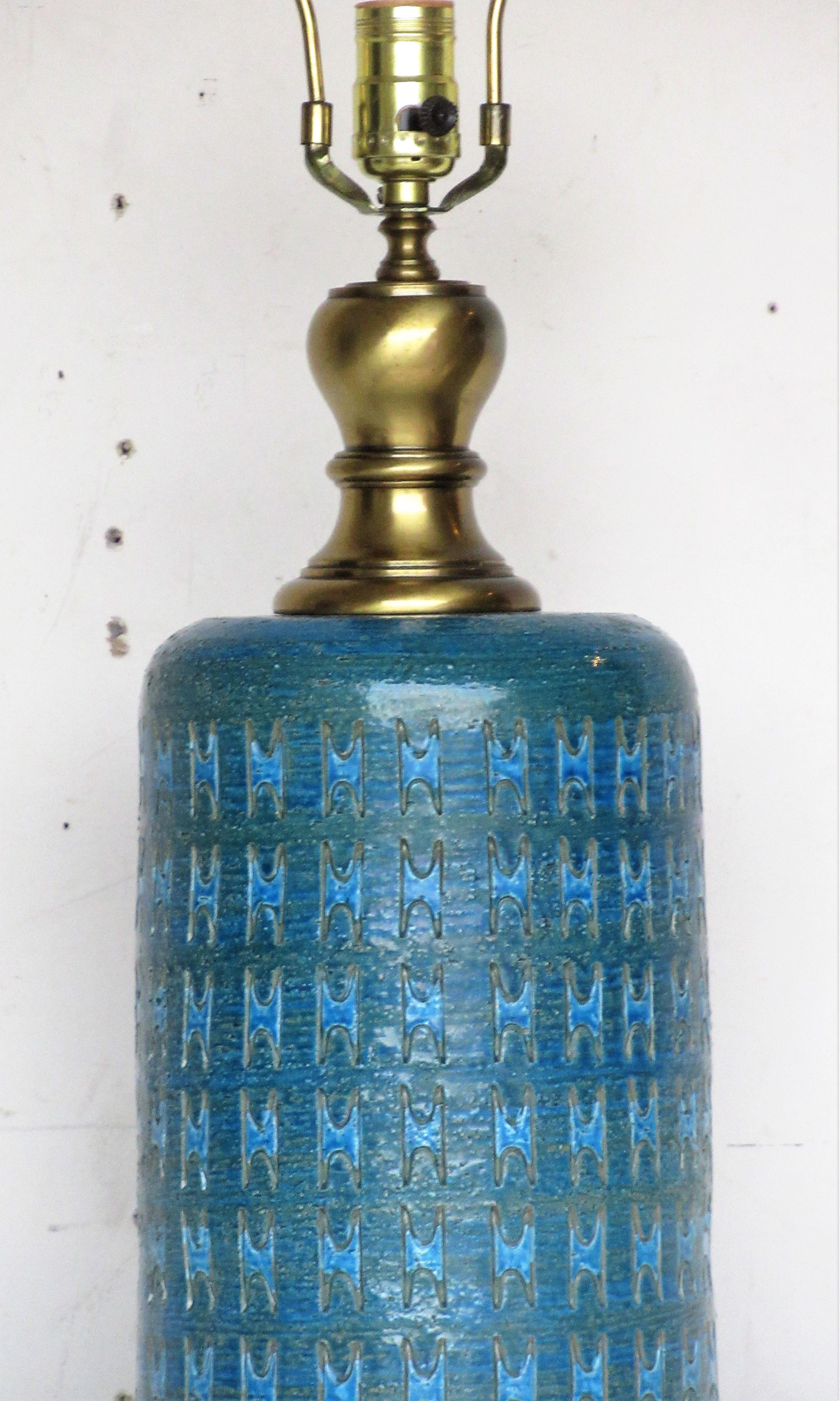 Tall Italian Pottery Rimini Blue Table Lamp - Aldo Londi for Bitossi 1