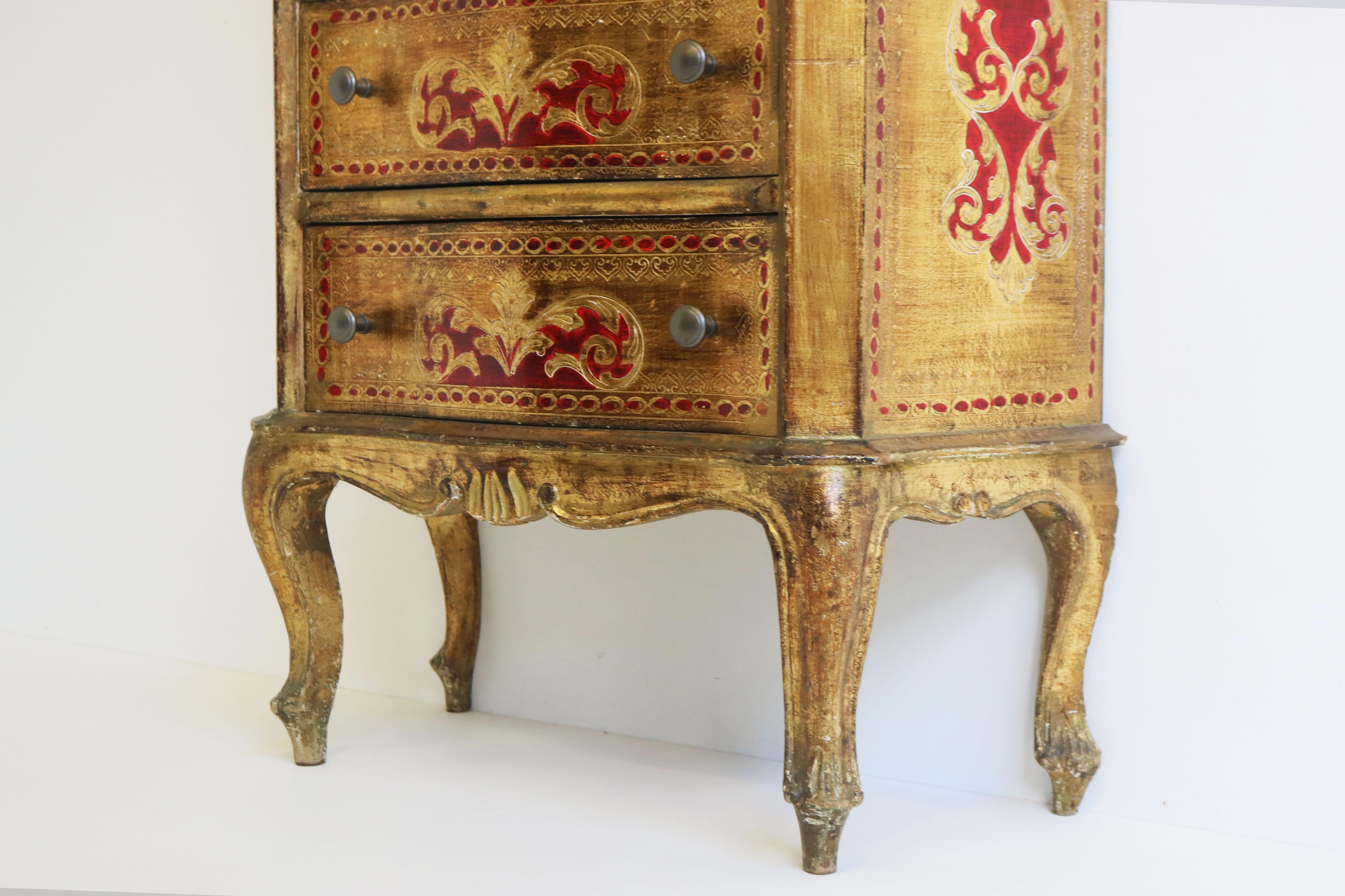 Tall Italian Renaissance Florentine Style Six Drawer Commode Chest of Drawers For Sale 5