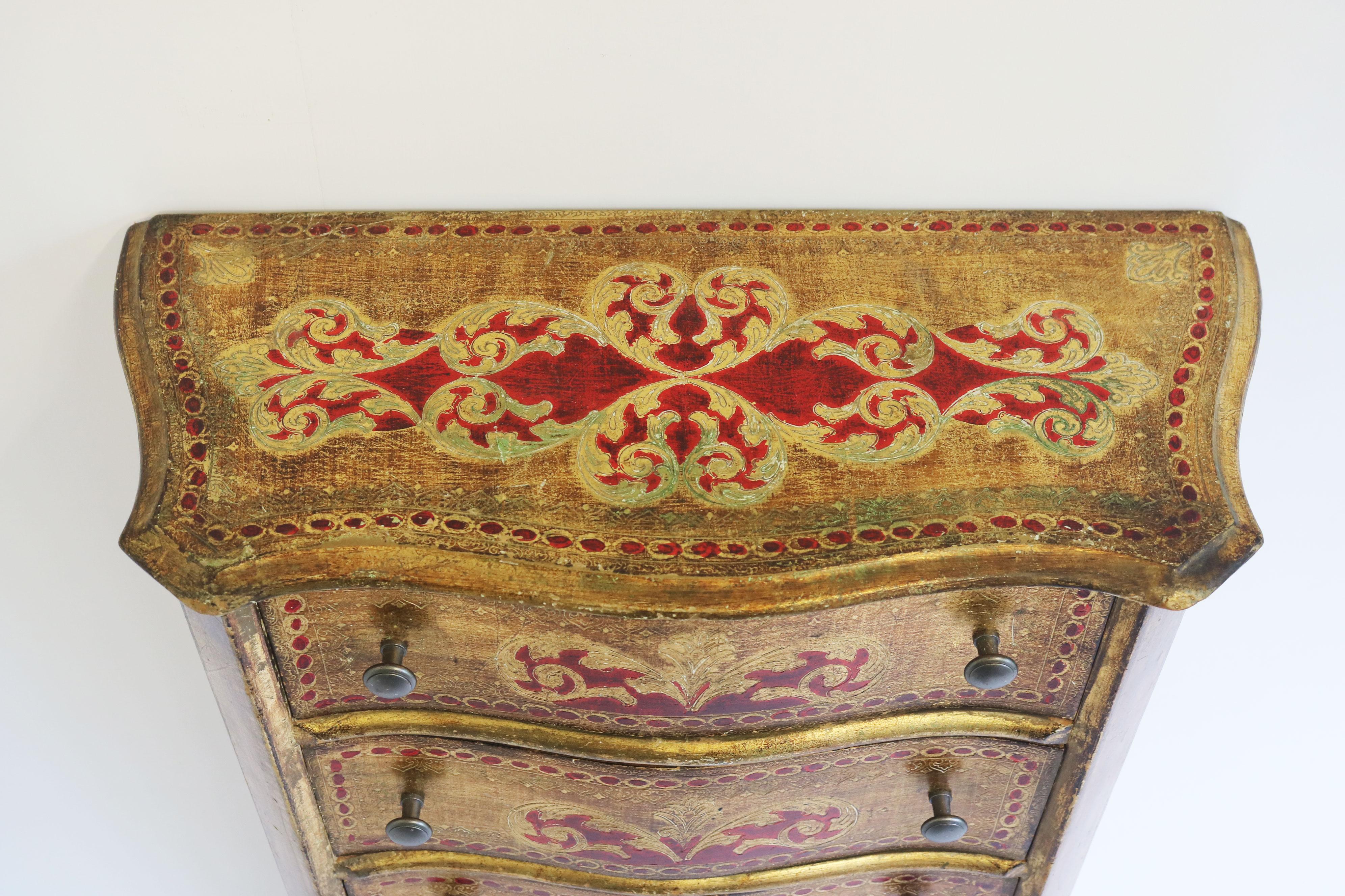 Tall Italian Renaissance Florentine Style Six Drawer Commode Chest of Drawers For Sale 2