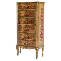 Tall Italian Renaissance Florentine Style Six Drawer Commode Chest of Drawers