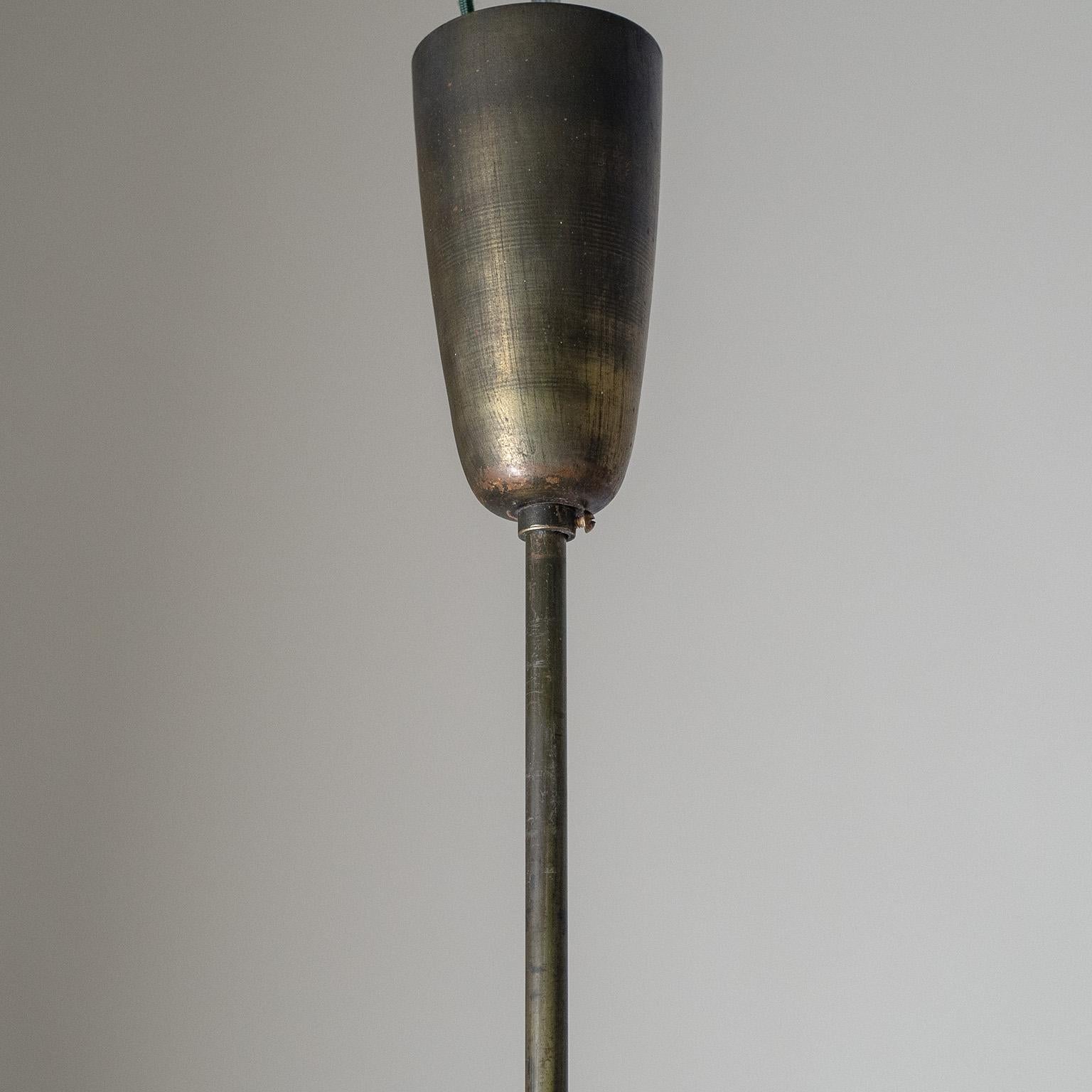 Tall Italian Ribbed Brass Chandelier, 1930s 2