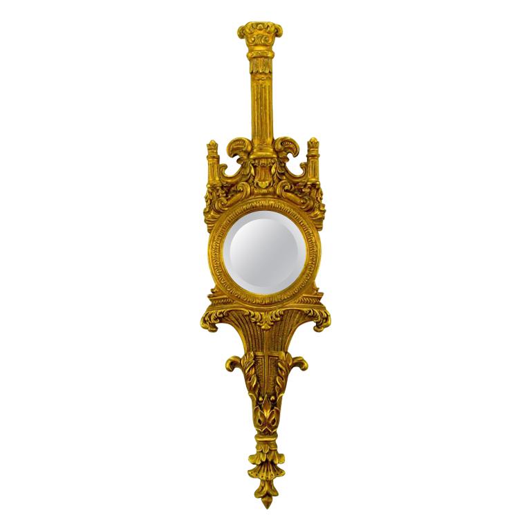 Tall Italian Rococo Gilt Carved Wood & Gesso Wall Mirror For Sale