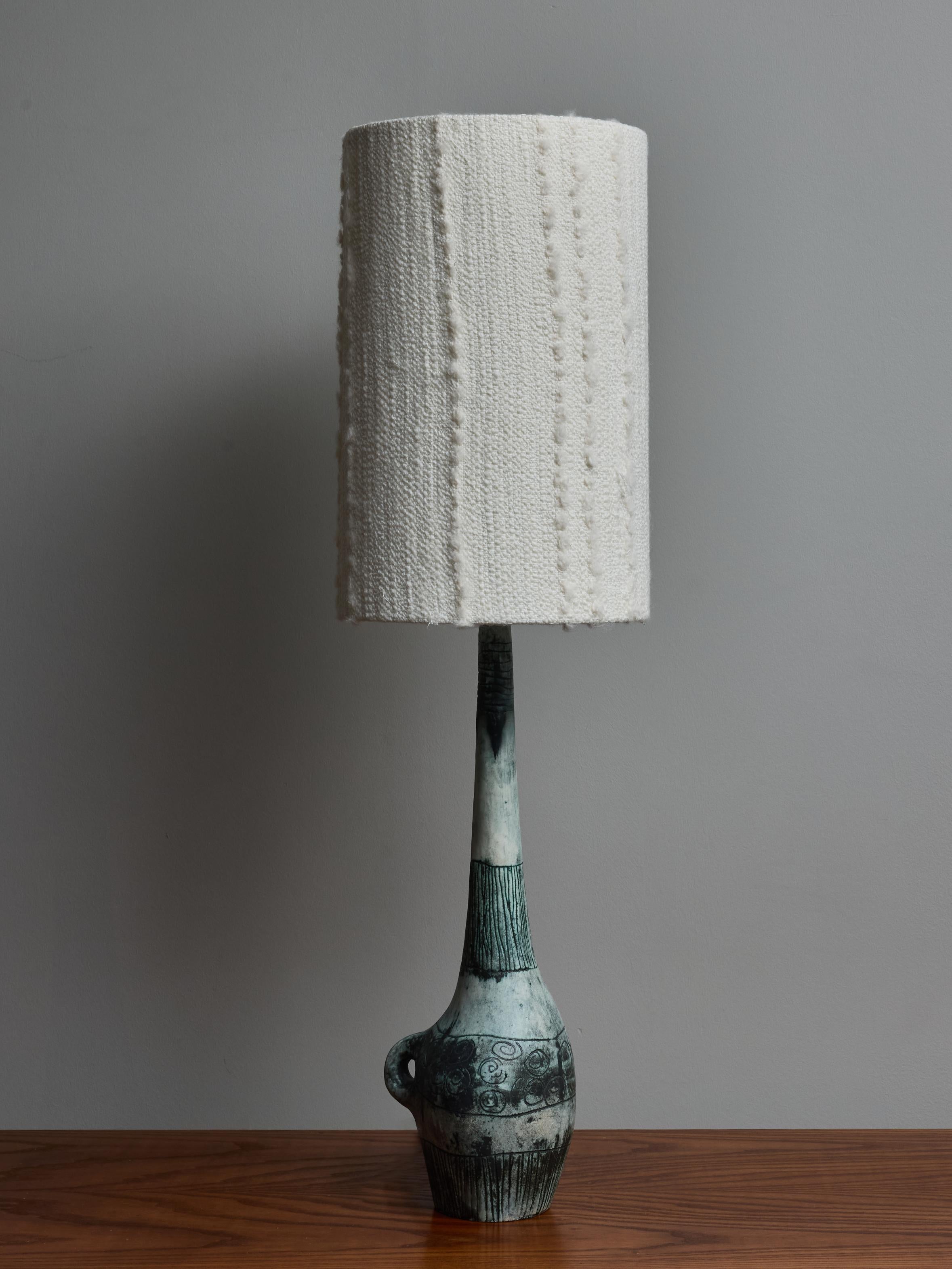 Mid-Century Modern Tall Jacques Blin Ceramic Table Lamp