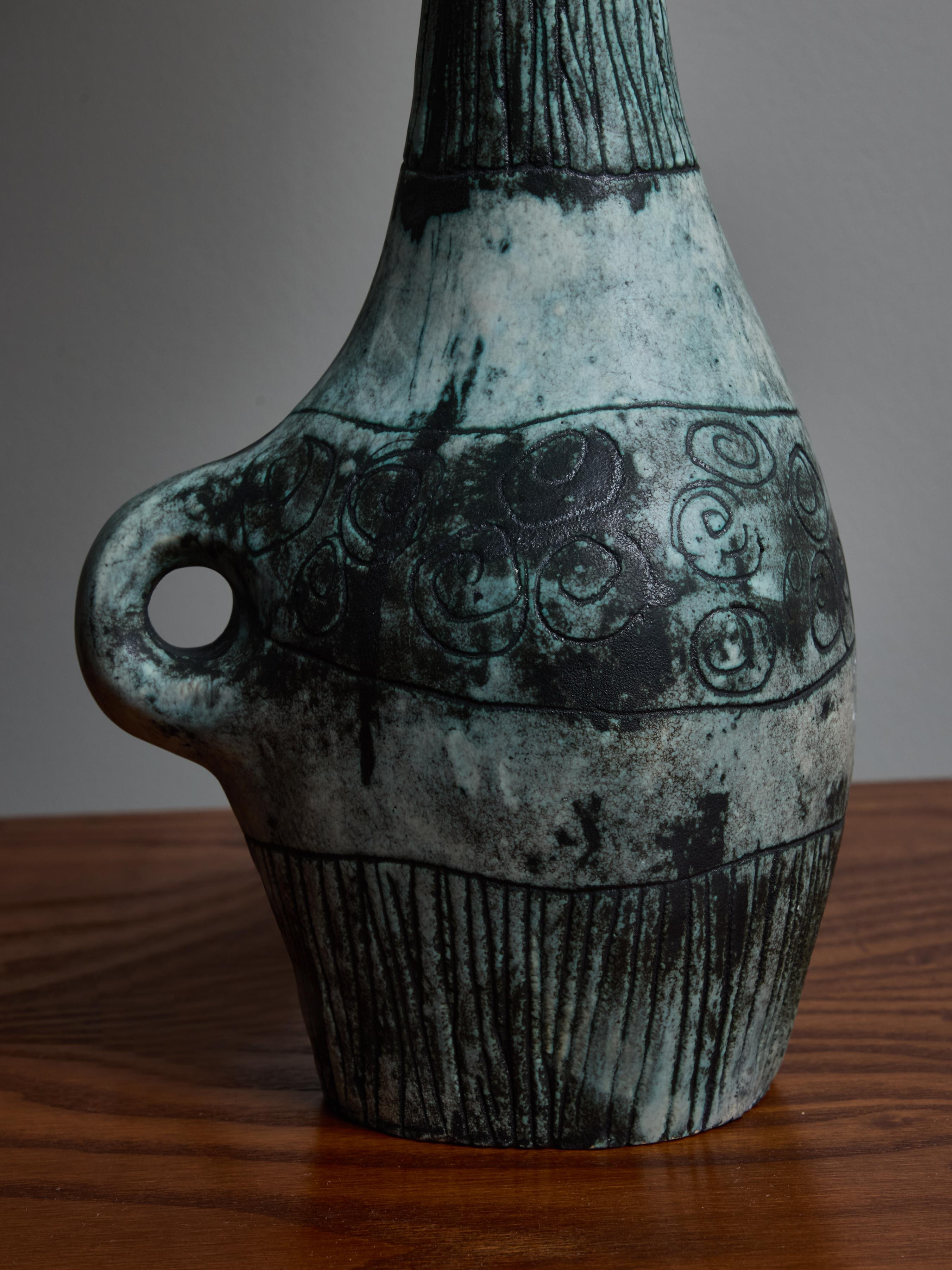 French Tall Jacques Blin Ceramic Table Lamp
