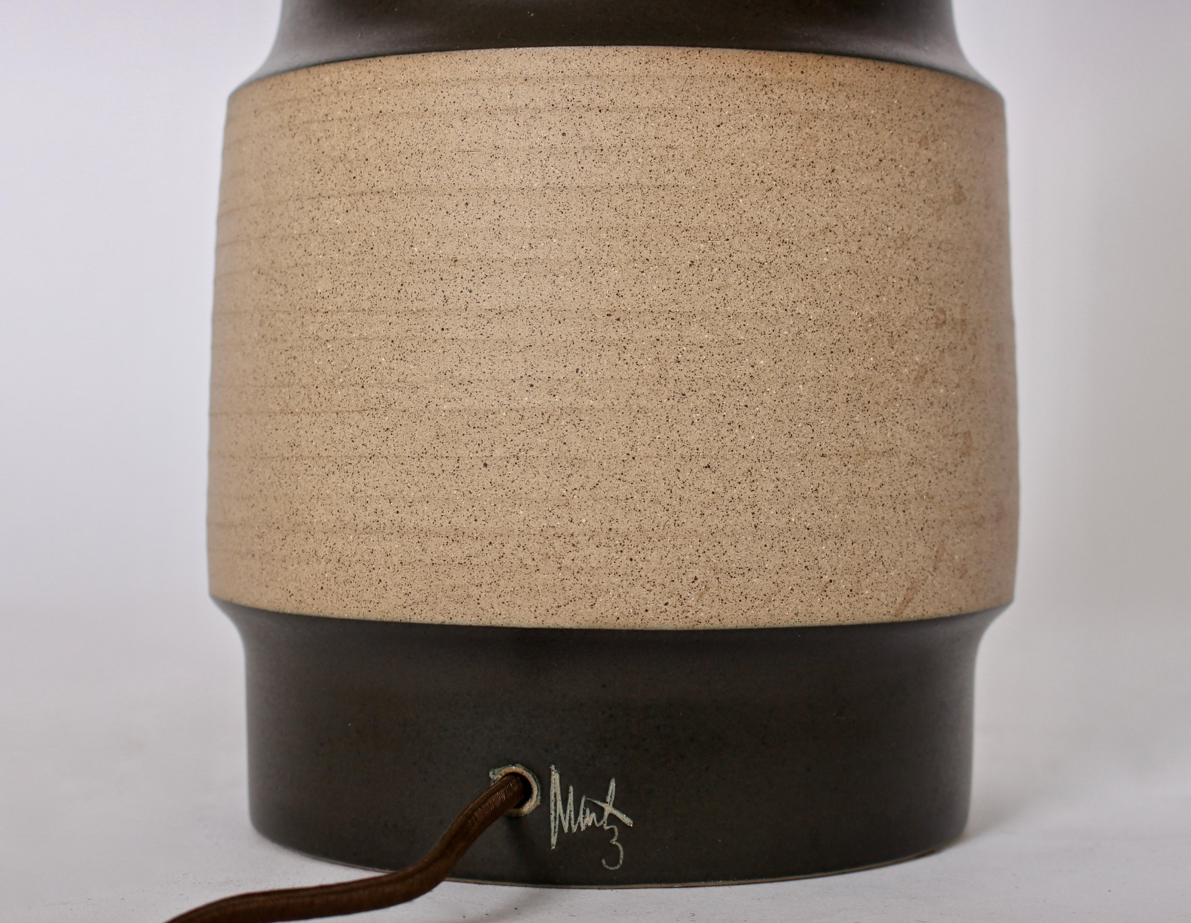 Tall Jane & Gordon Martz Hand Textured Two-Tone Glazed Stoneware Table Lamp 2
