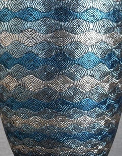 Japanese Contemporary Blue Platinum Porcelain Vase by Master Artist, 2