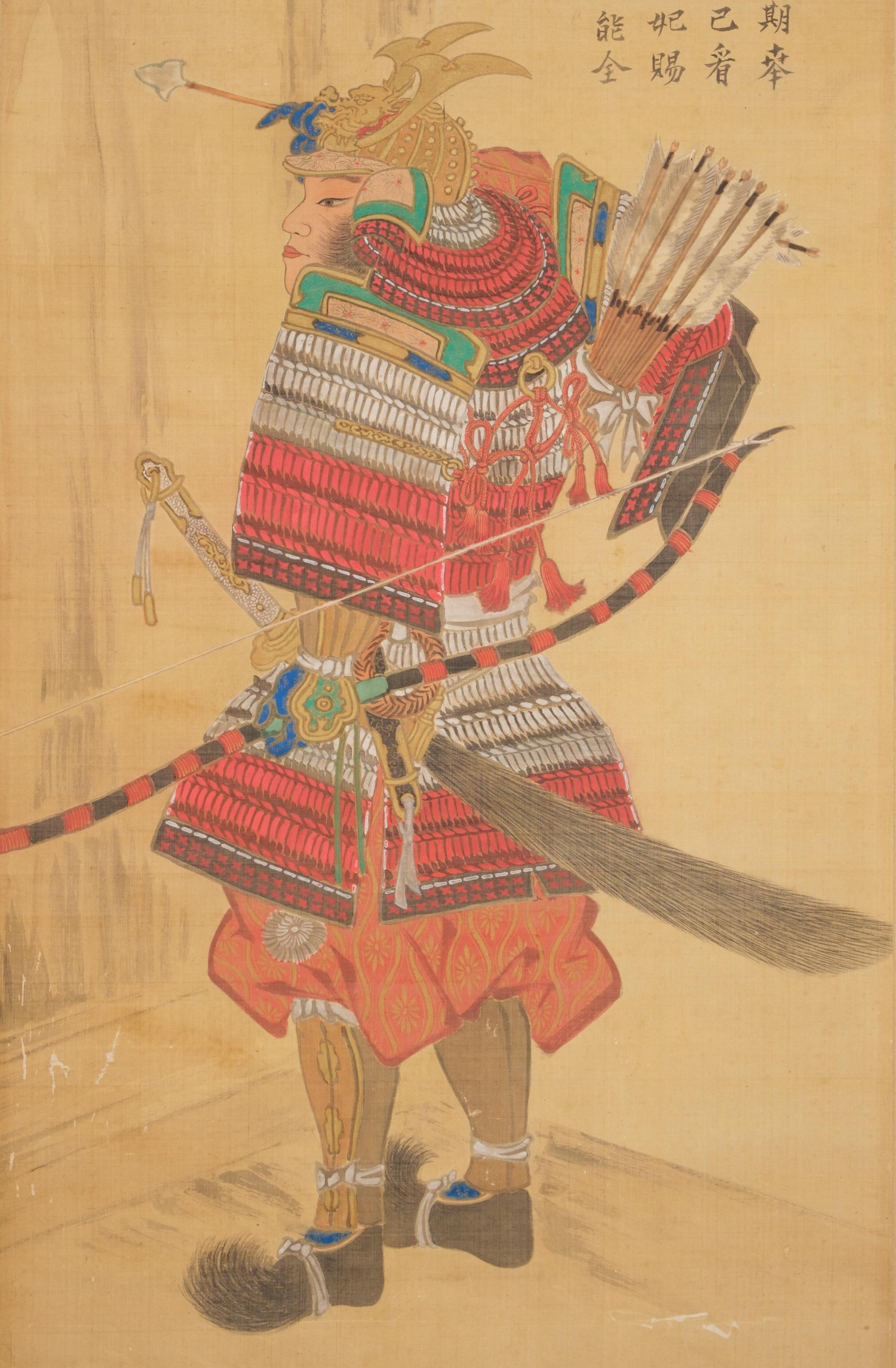 Tall Japanse 2-panel byôbu 屏風 (folding screen) with samurai 8