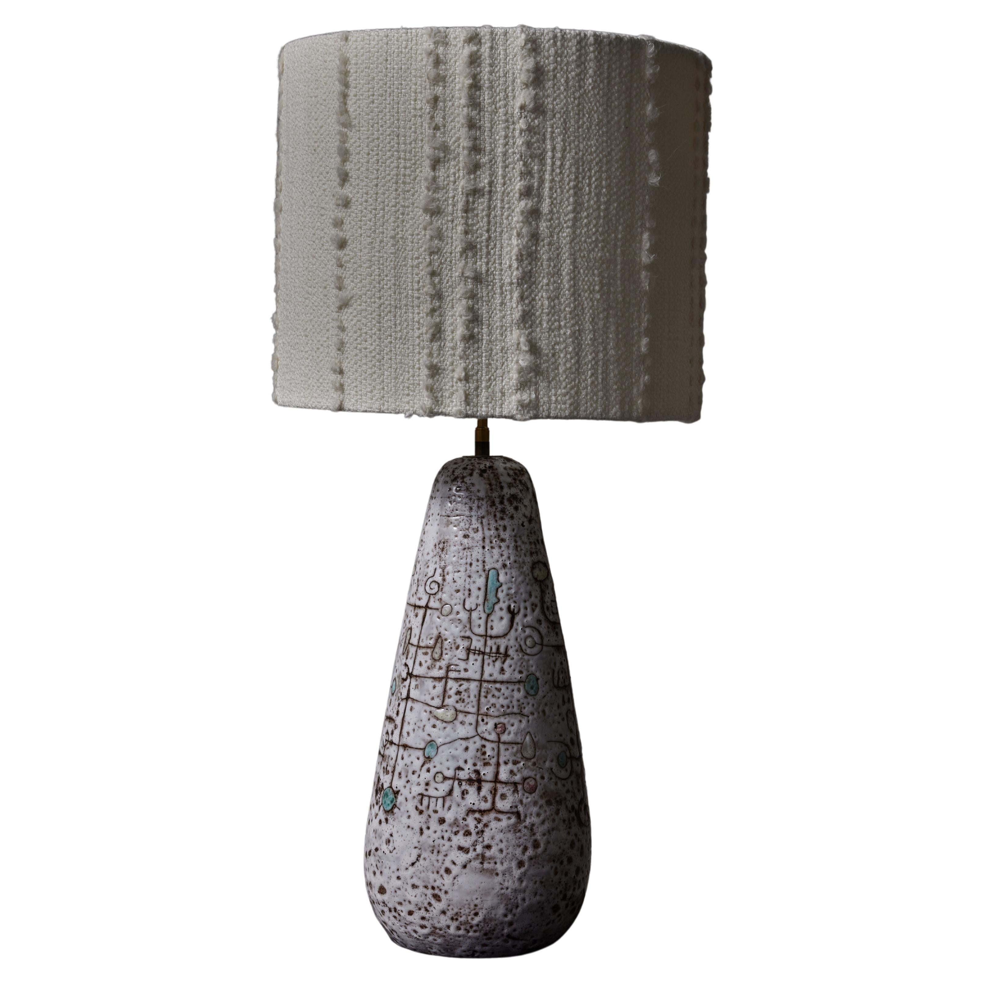 Tall Juliette and Jean Rivier Ceramic Table Lamp For Sale
