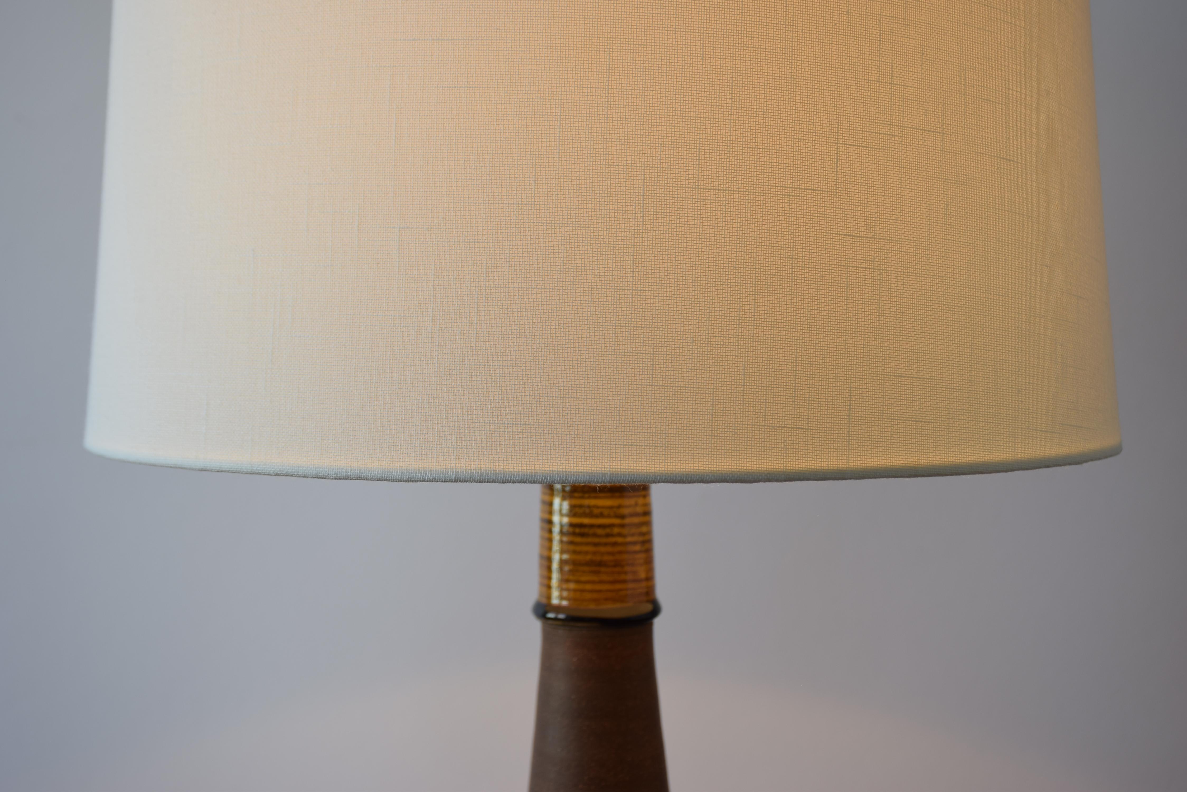 Tall Kähler HAK Table Lamp Brown Yellow Glaze Danish Midcentury Ceramic, 1960s For Sale 4
