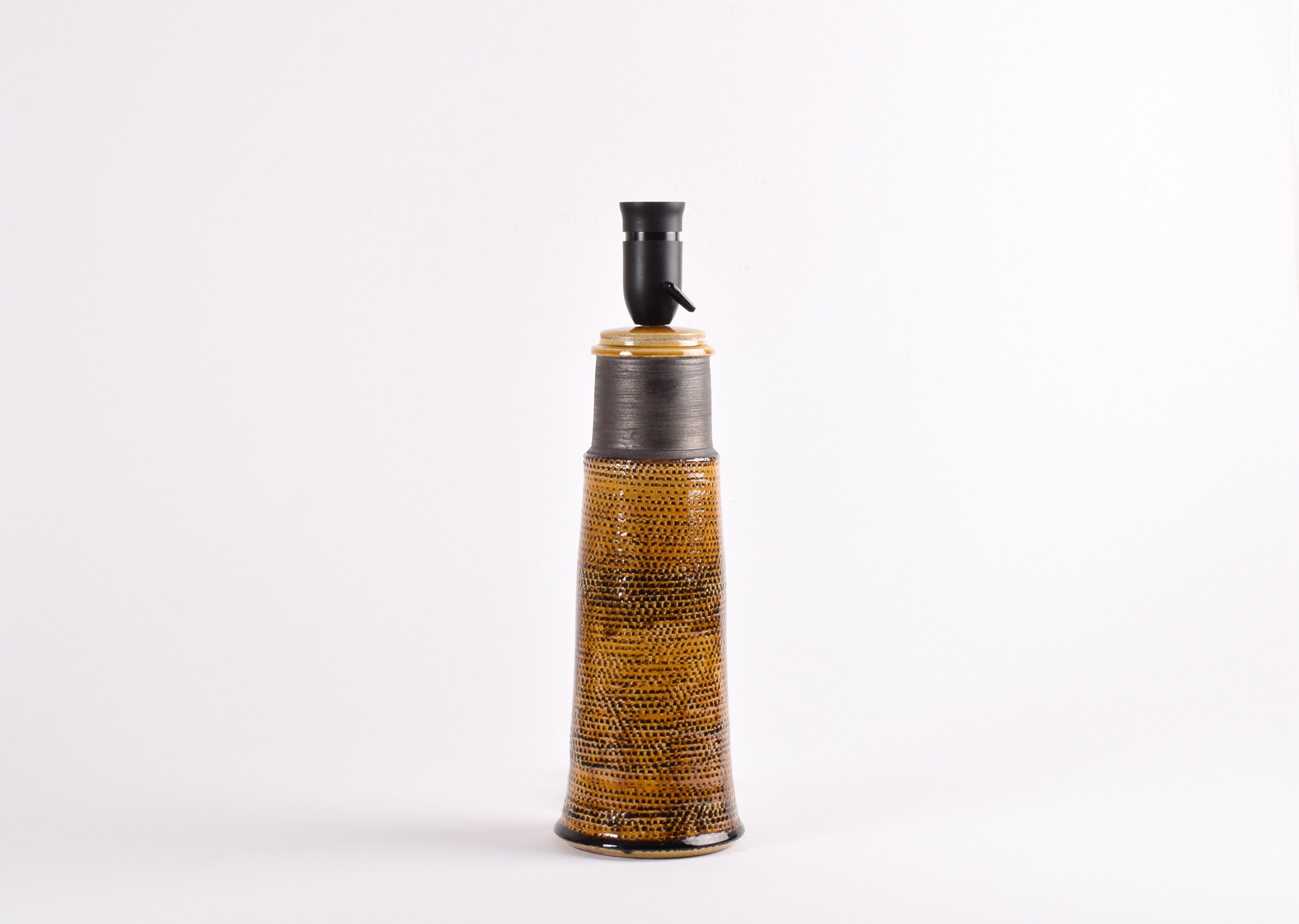 Scandinave moderne Grande lampe de table Khler HAK Glaze jaune ambr, cramique danoise du milieu du sicle 1960s en vente