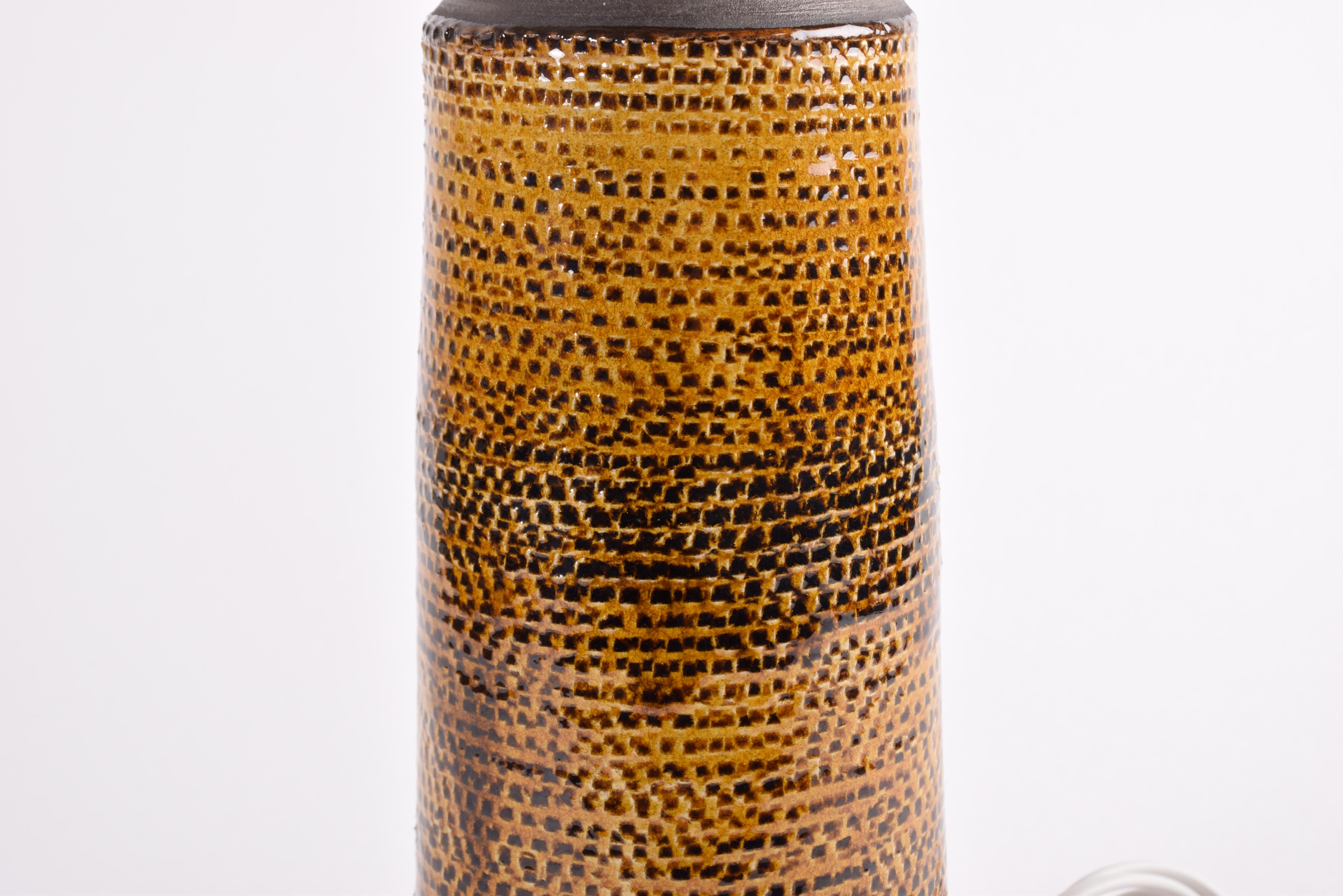 20th Century Tall Kähler HAK Table Lamp Amber Yellow Glaze, Danish Mid-Century Ceramic 1960s For Sale