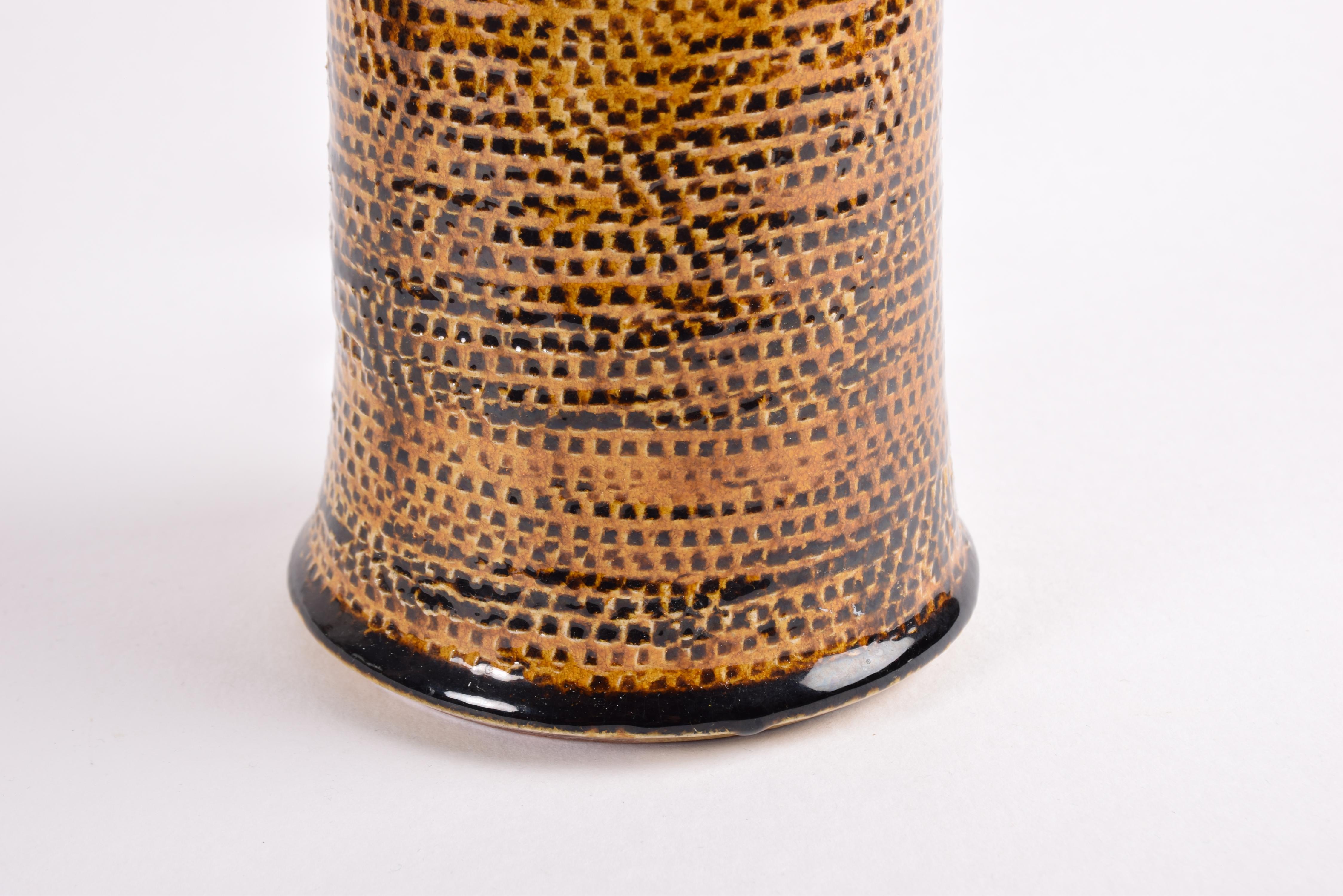 Tall Kähler HAK Table Lamp Amber Yellow Glaze, Danish Mid-Century Ceramic 1960s For Sale 1