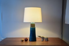 Tall Kähler HAK Table Lamp Turquoise Blue Brown Danish Midcentury Ceramic, 1960s