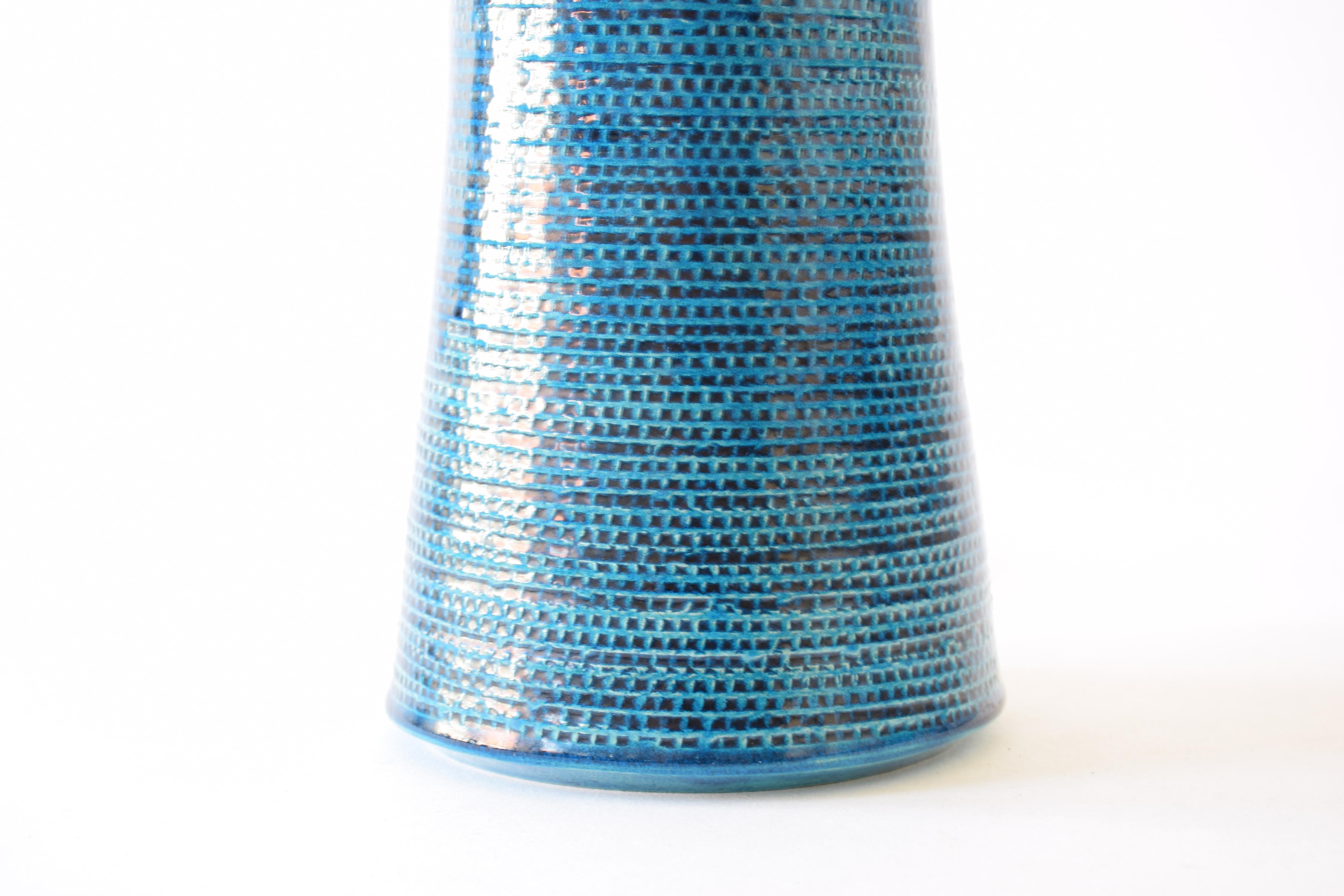 Tall Kähler HAK Table Lamp Turquoise Blue Brown Danish Midcentury Ceramic, 1960s In Good Condition For Sale In Aarhus C, DK