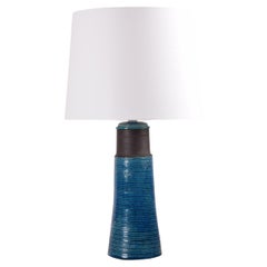 Tall Kähler HAK Table Lamp Turquoise Blue Brown Danish Midcentury Ceramic, 1960s