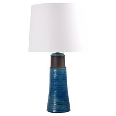 Grande lampe de table Kähler HAK bleu turquoise brun céramique danoise du milieu du siècle 1960