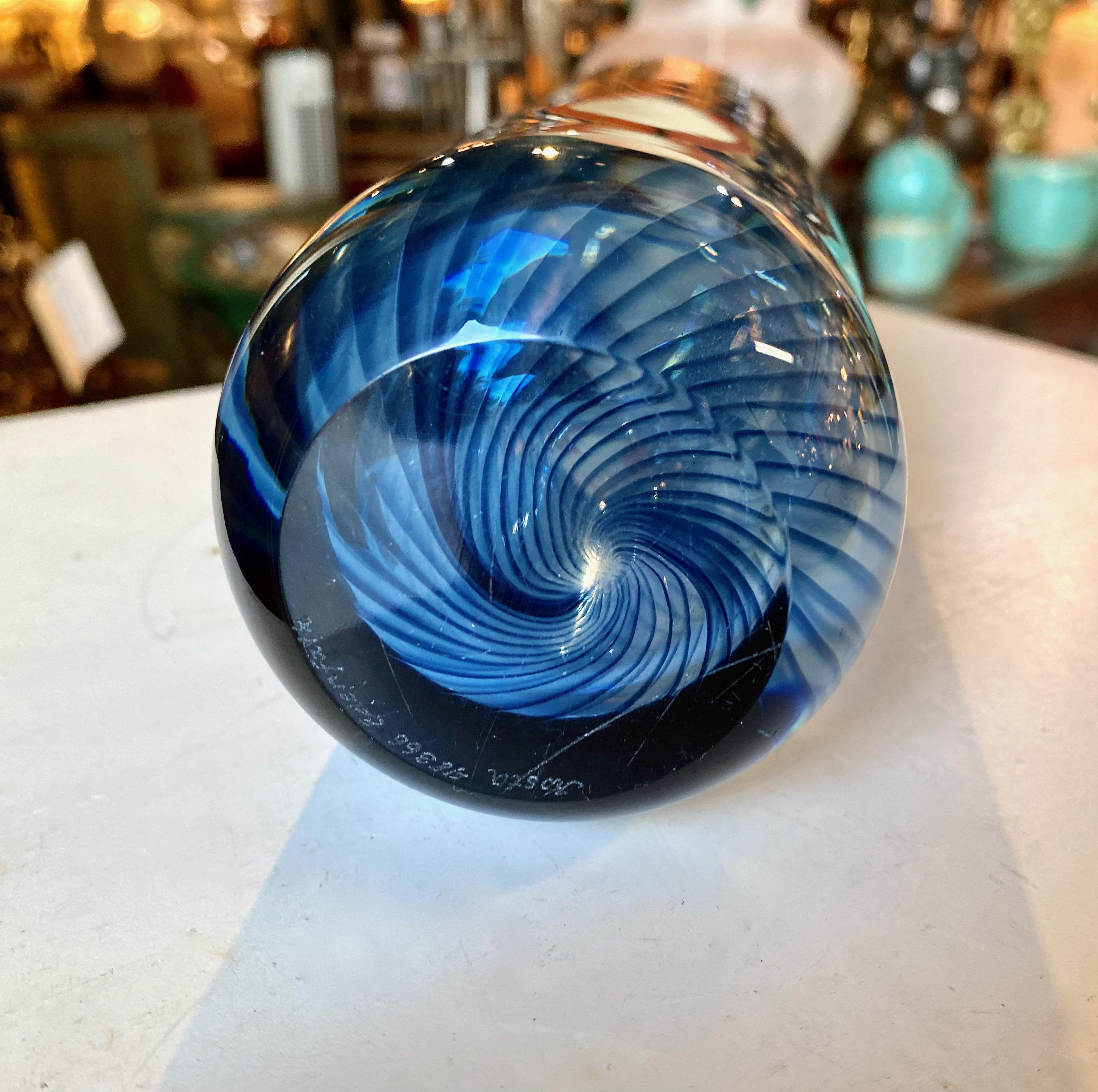 Tall Kosta Boda Blue Vase In Good Condition In Pasadena, CA