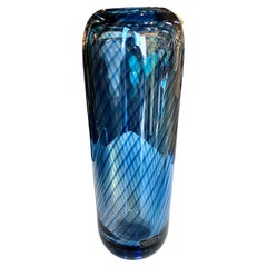 Vintage Tall Kosta Boda Blue Vase