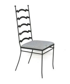 Tall Ladderback Iron Chairs attributed to Salterini Indoor or Outdoor Set of 4