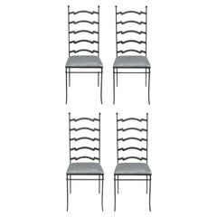 Sedie alte con schienale a scaletta in ferro attribuite a Salterini Set da 4 per interni o esterni