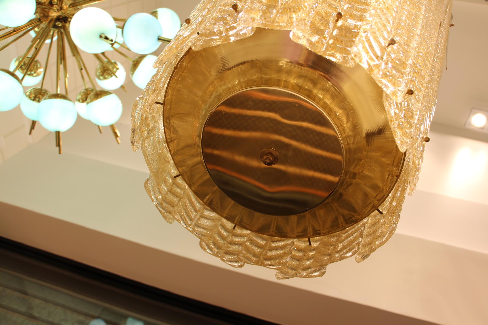 Tall Lantern Chandelier in Gold Murano Glass 3