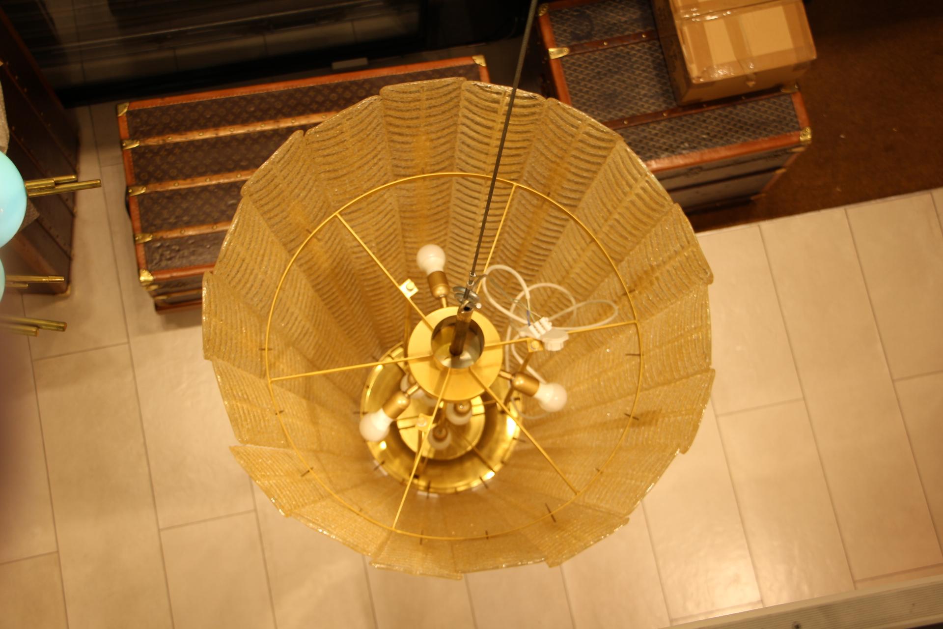 Tall Lantern Chandelier in Gold Murano Glass 1
