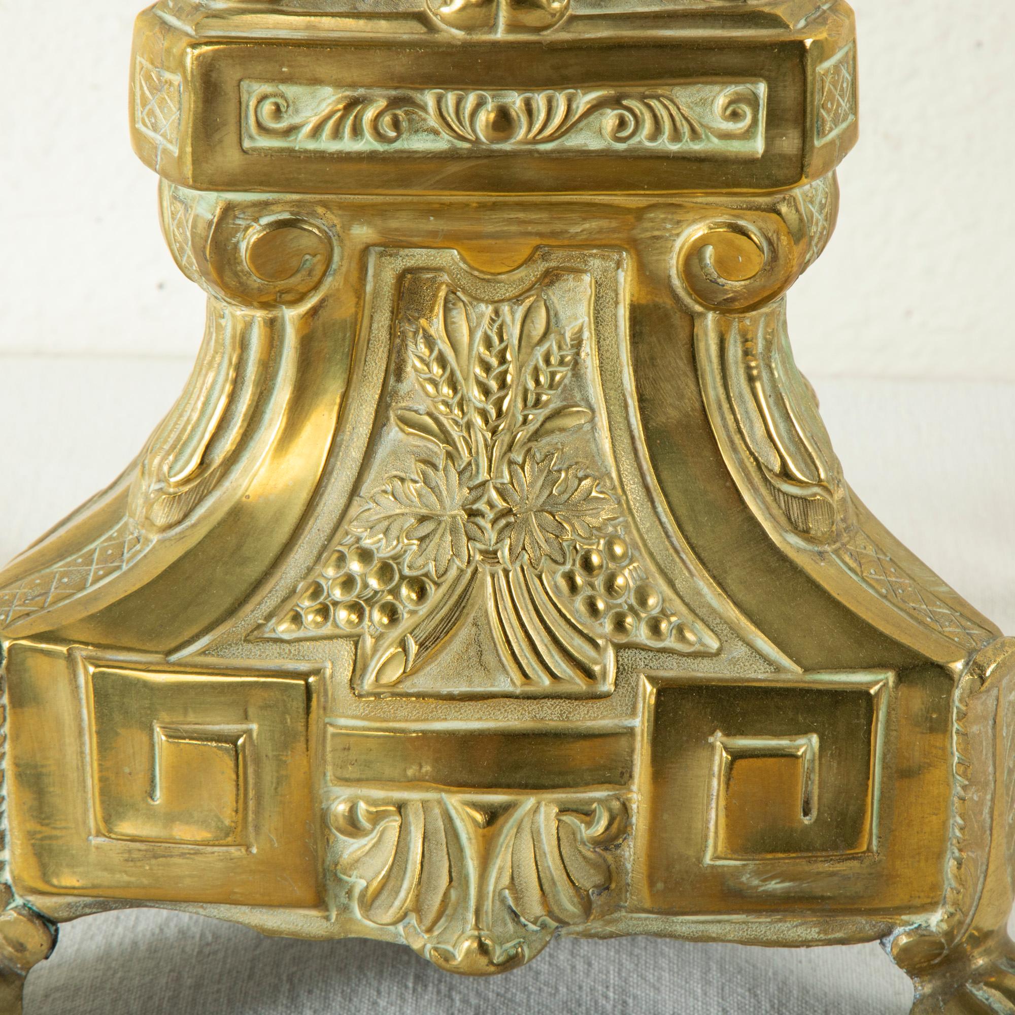 Tall Late 19th Century Brass Repousse Church Pricket, Candlestick For Sale 6