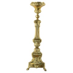 Tall Late 19th Century Brass Repousse Church Pricket, Candlestick