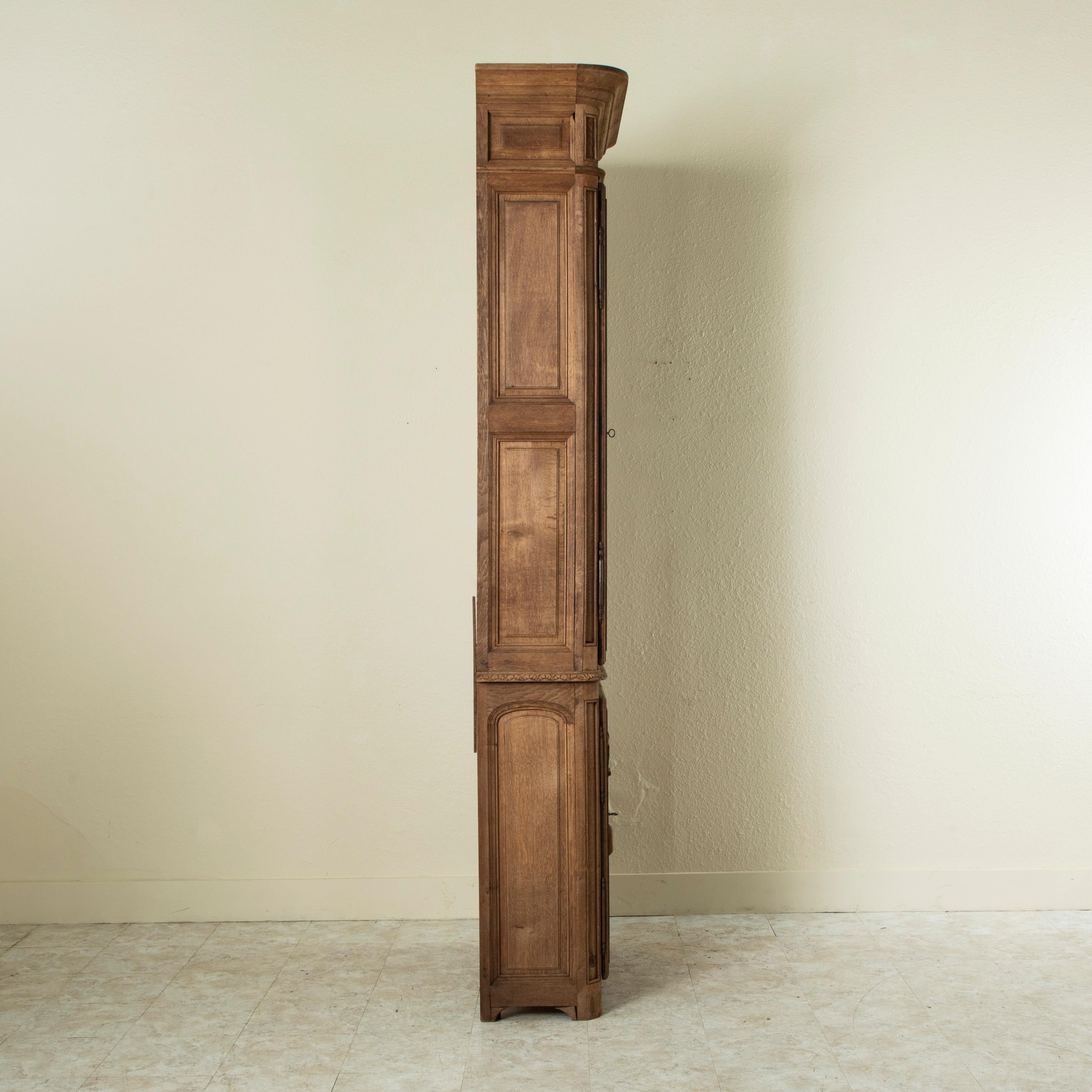Tall Late 19th Century French Henri II Style Hand Carved Oak Bookcase or Vitrine In Good Condition In Fayetteville, AR