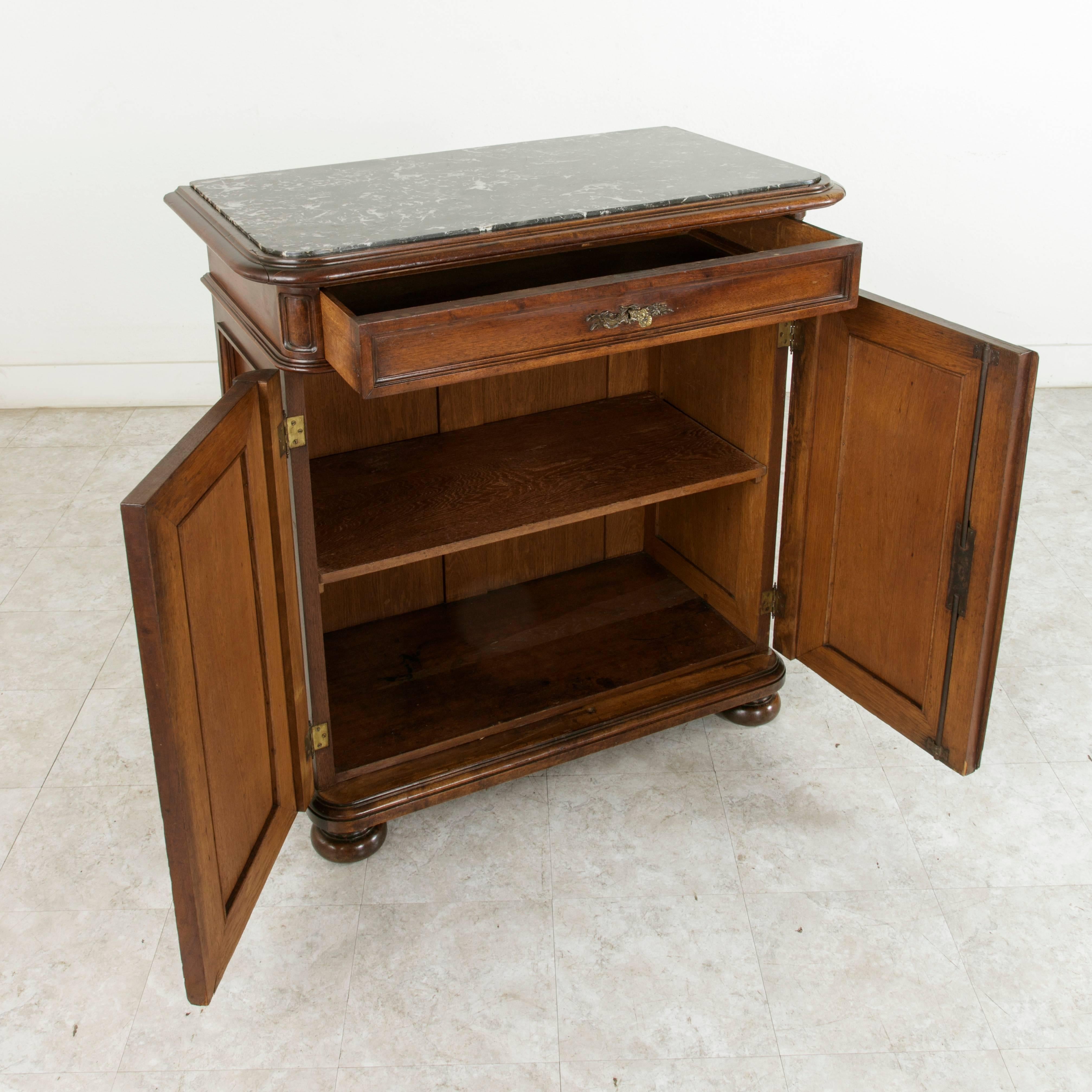 Tall Late 19th Century Hand-Carved Walnut Buffet or Dry Bar with Marble Top 4
