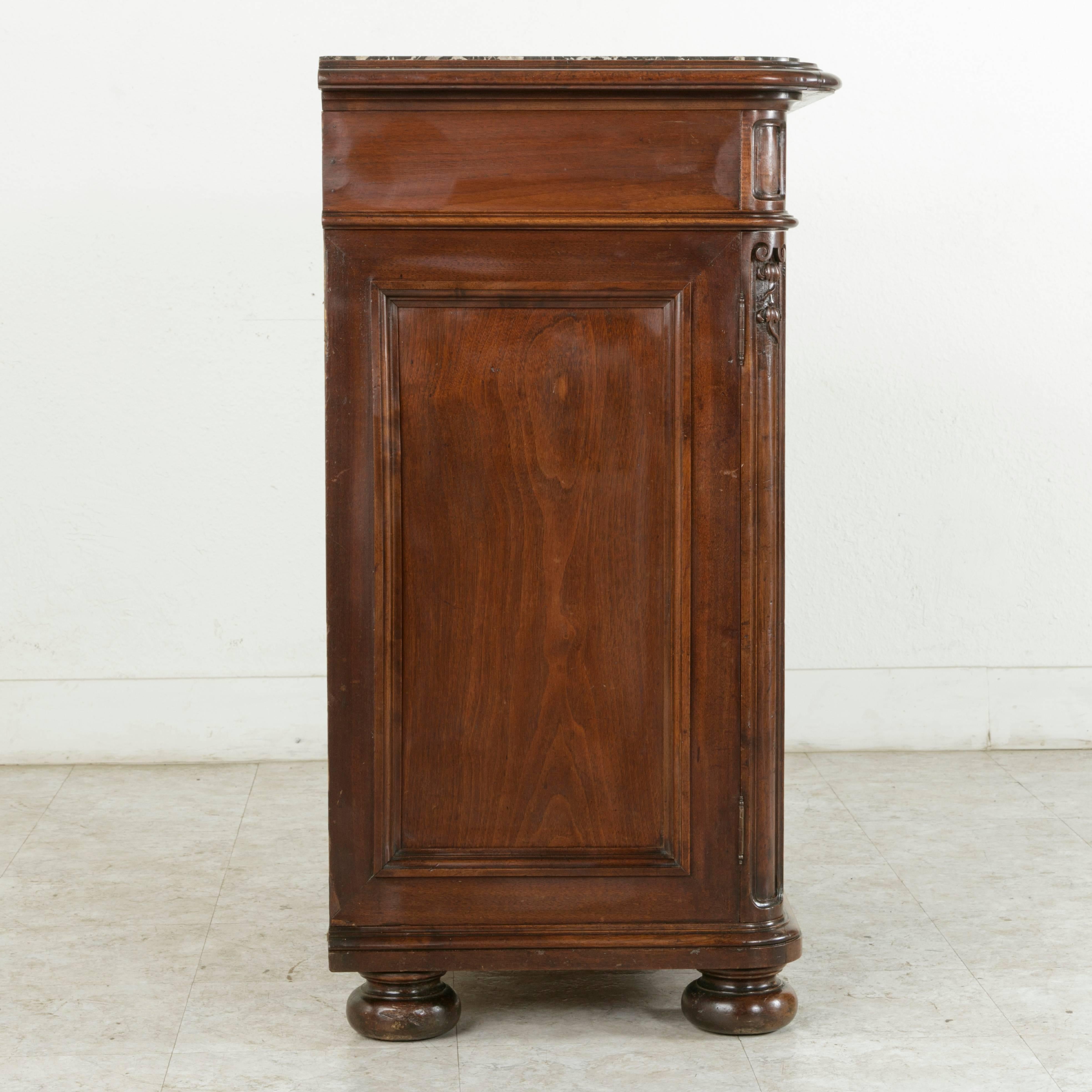 Tall Late 19th Century Hand-Carved Walnut Buffet or Dry Bar with Marble Top 7