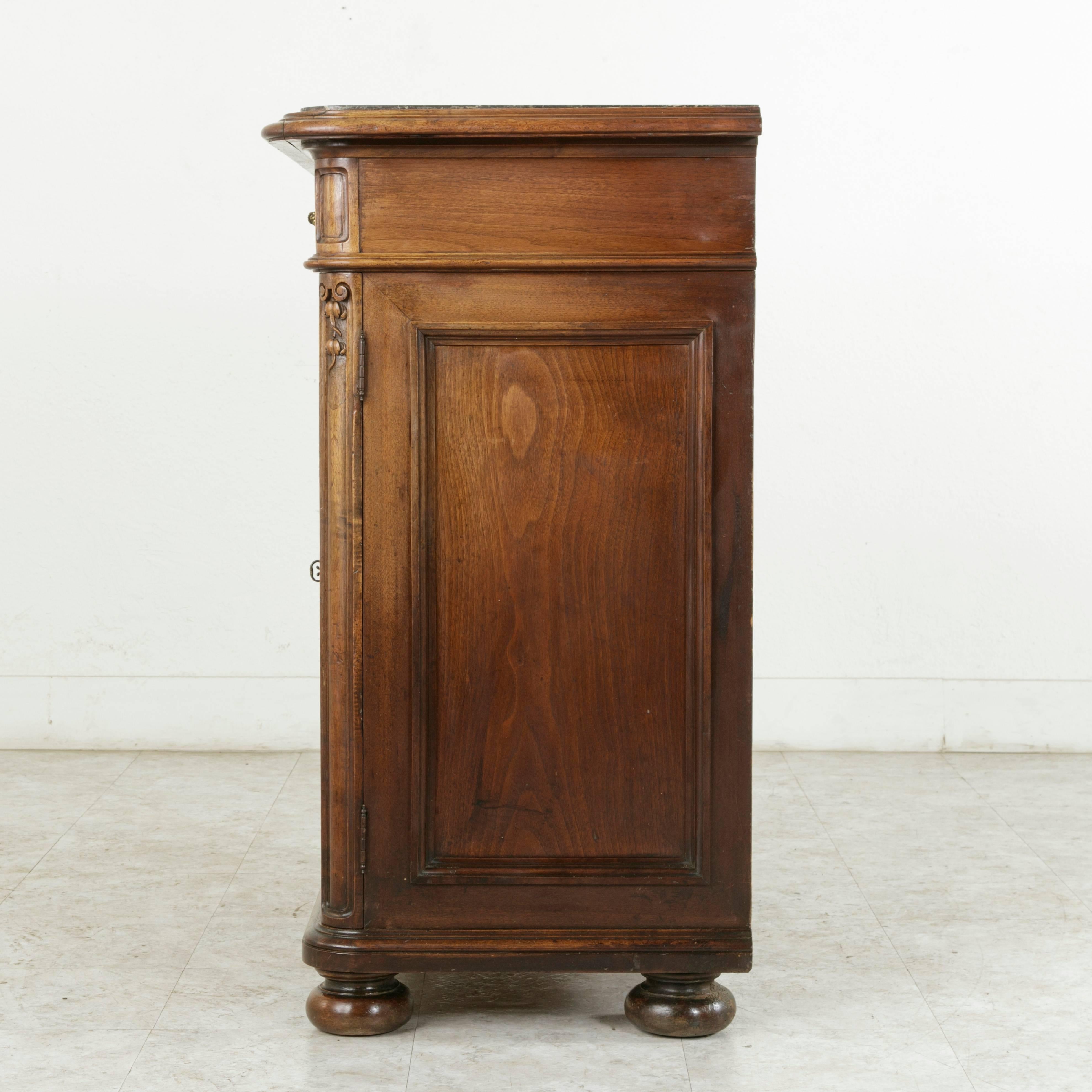 Tall Late 19th Century Hand-Carved Walnut Buffet or Dry Bar with Marble Top 9