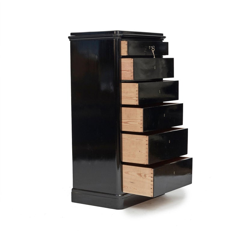 Tall Late Empire Ebonized Chest of Drawers For Sale at 1stDibs