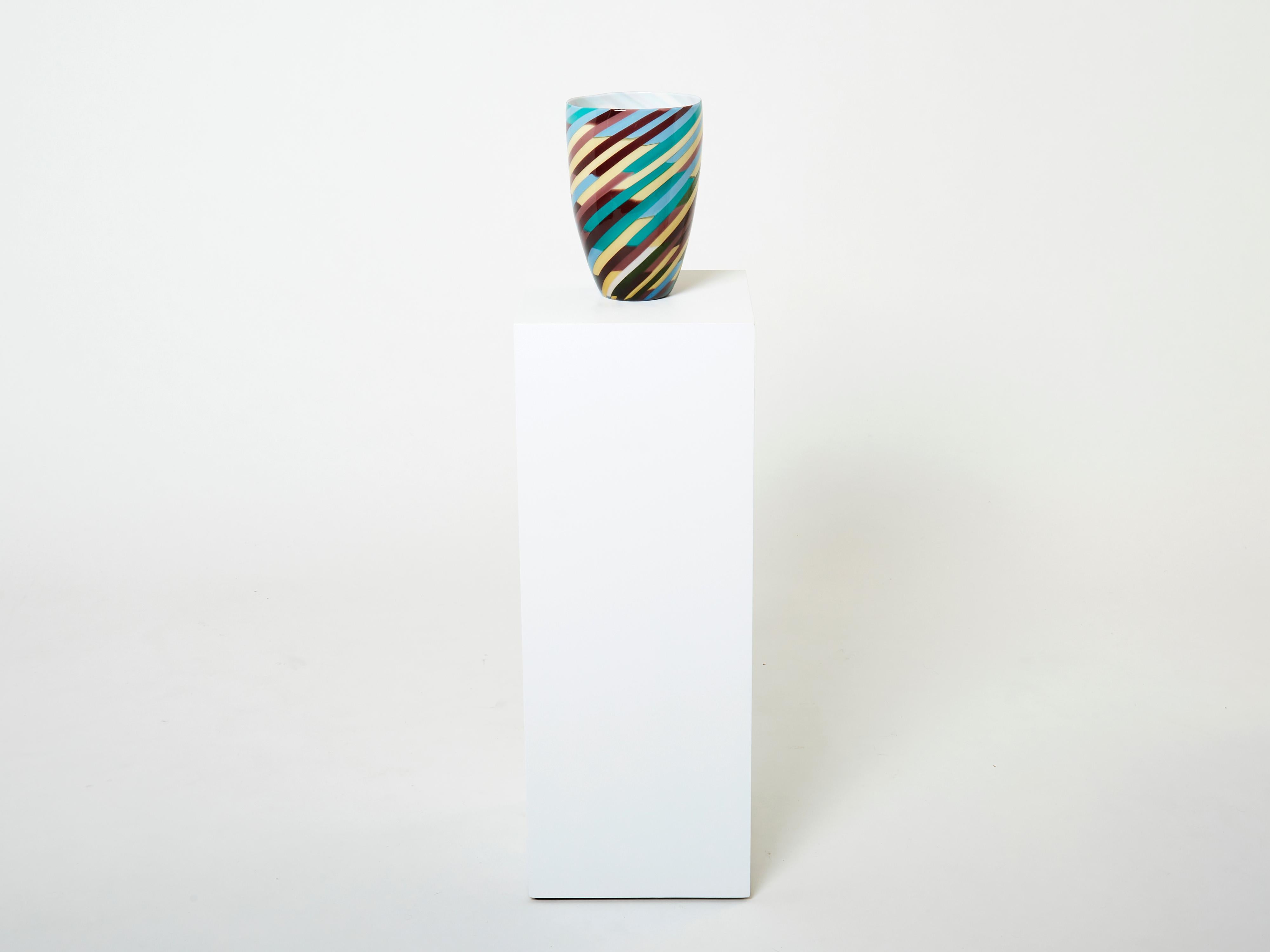 Tall Laura de Santillana for Venini Blown Glass Klee Vase 1984 For Sale 1