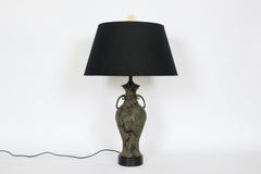 Tall Laurel Lamp Company Ancient Asian Style Bronze Verdigris Table Lamp, 1950's