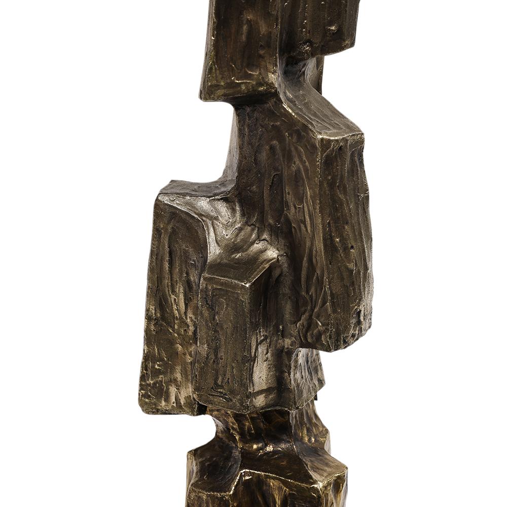 Tall Laurel Table Lamp, Brutalist, Cubist, Brass, Bronze 2