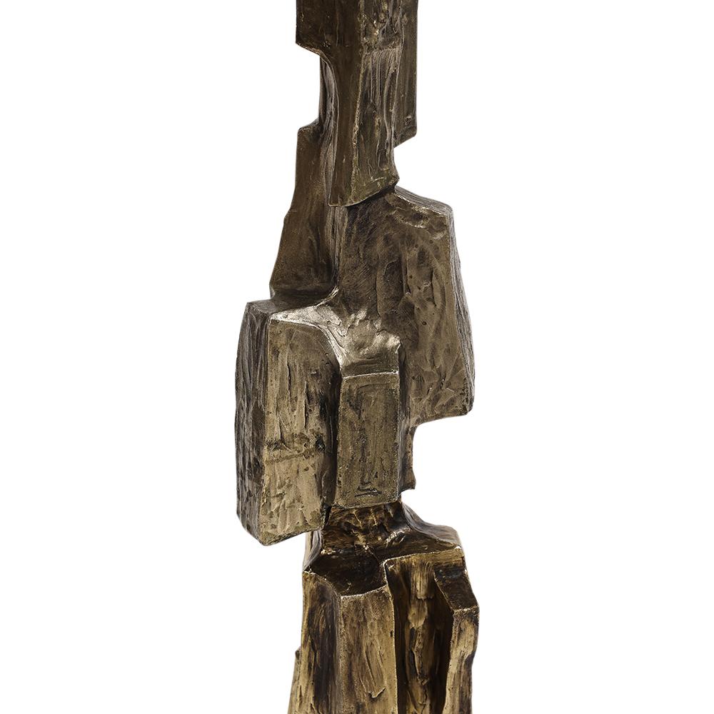 Metal Tall Laurel Table Lamp, Brutalist, Cubist, Brass, Bronze