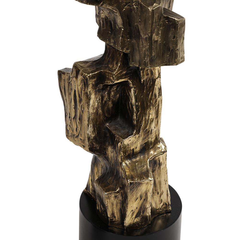 Tall Laurel Table Lamp, Brutalist, Cubist, Brass, Bronze 1