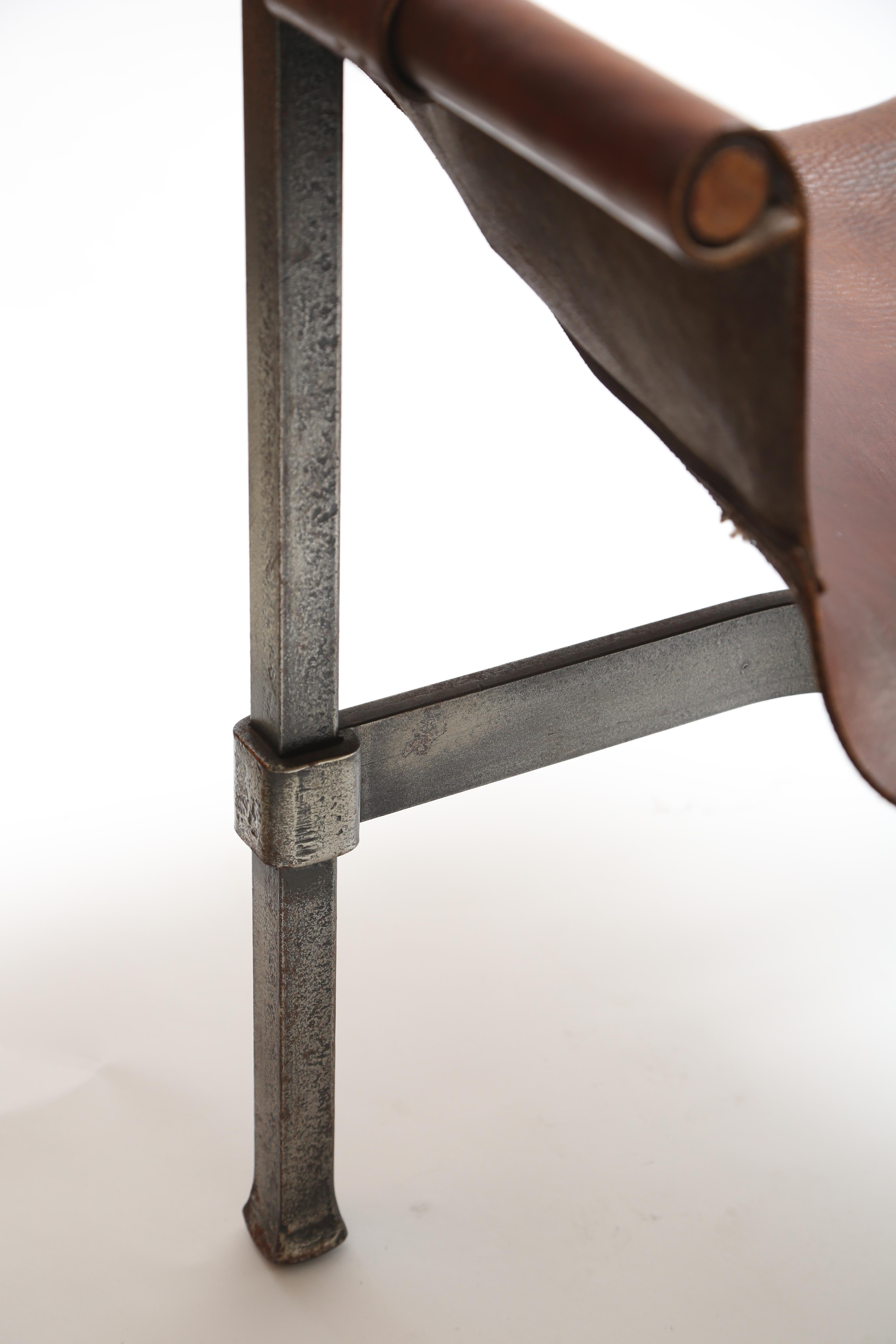 Tall Leather and Iron T-Chair 6