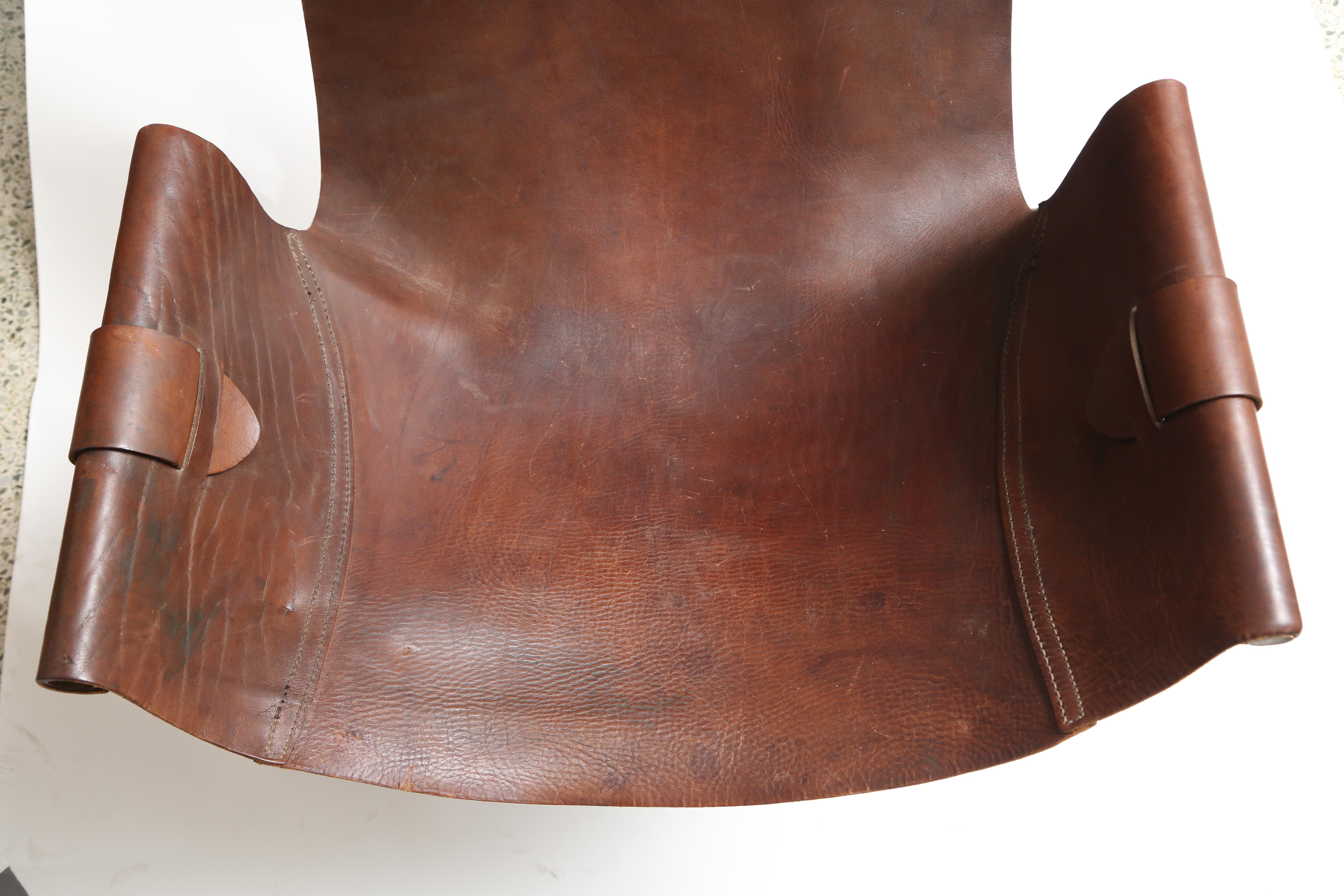 Tall Leather and Iron T-Chair 8