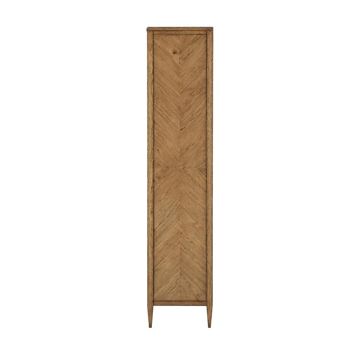 Neoclassical Tall Light Oak Two Door Cabinet For Sale