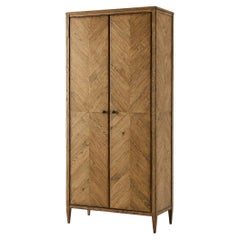 Tall Light Oak Two Door Cabinet