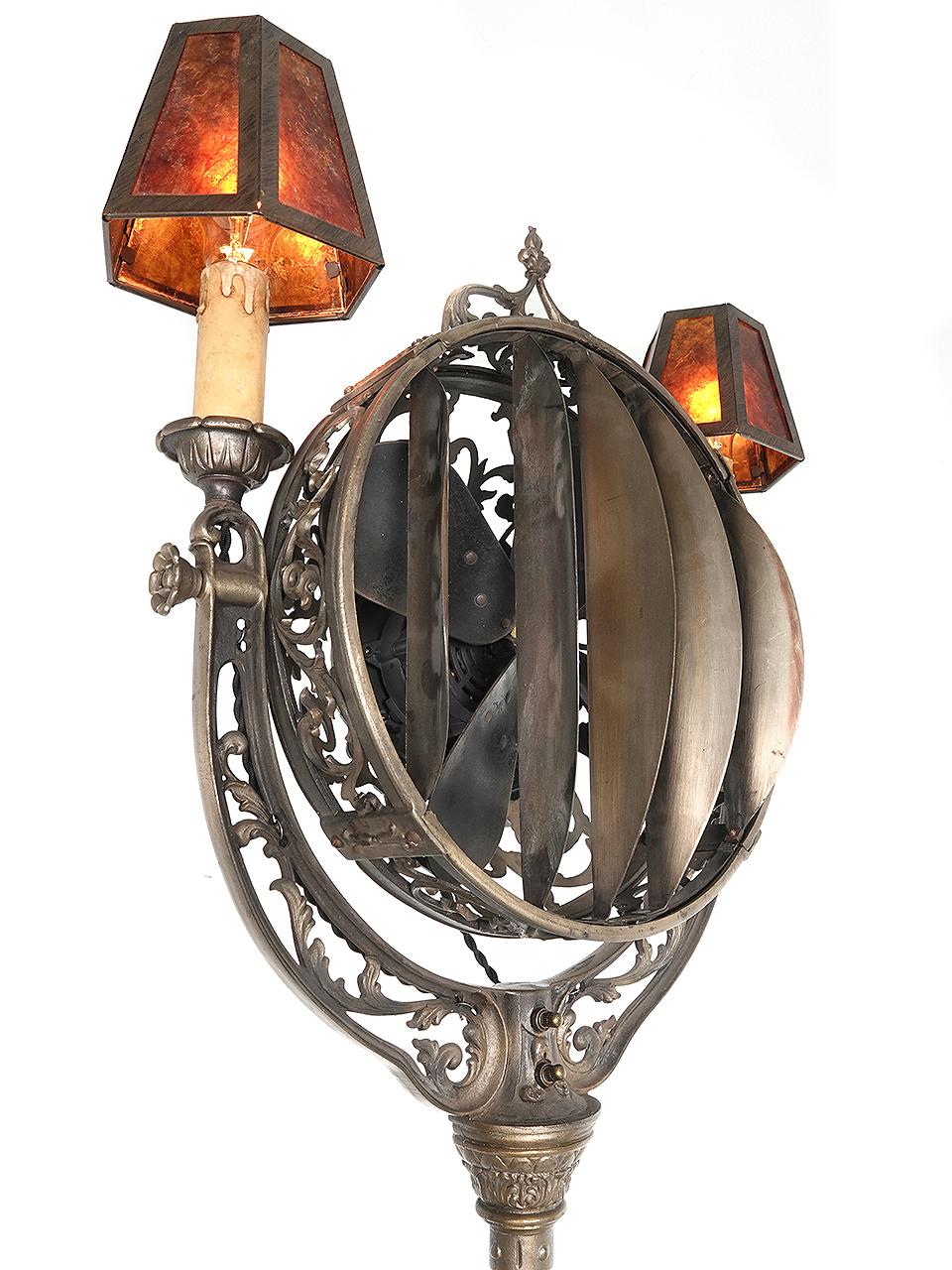 Antique 1920’s Victor Luminaire electric funeral parlor fan lamp. This fan made by the Cincinnati Victor Co. This fan was made for funeral homes and mortuary for the use and display of the deceased. The purpose shoo the flying insects and the odors