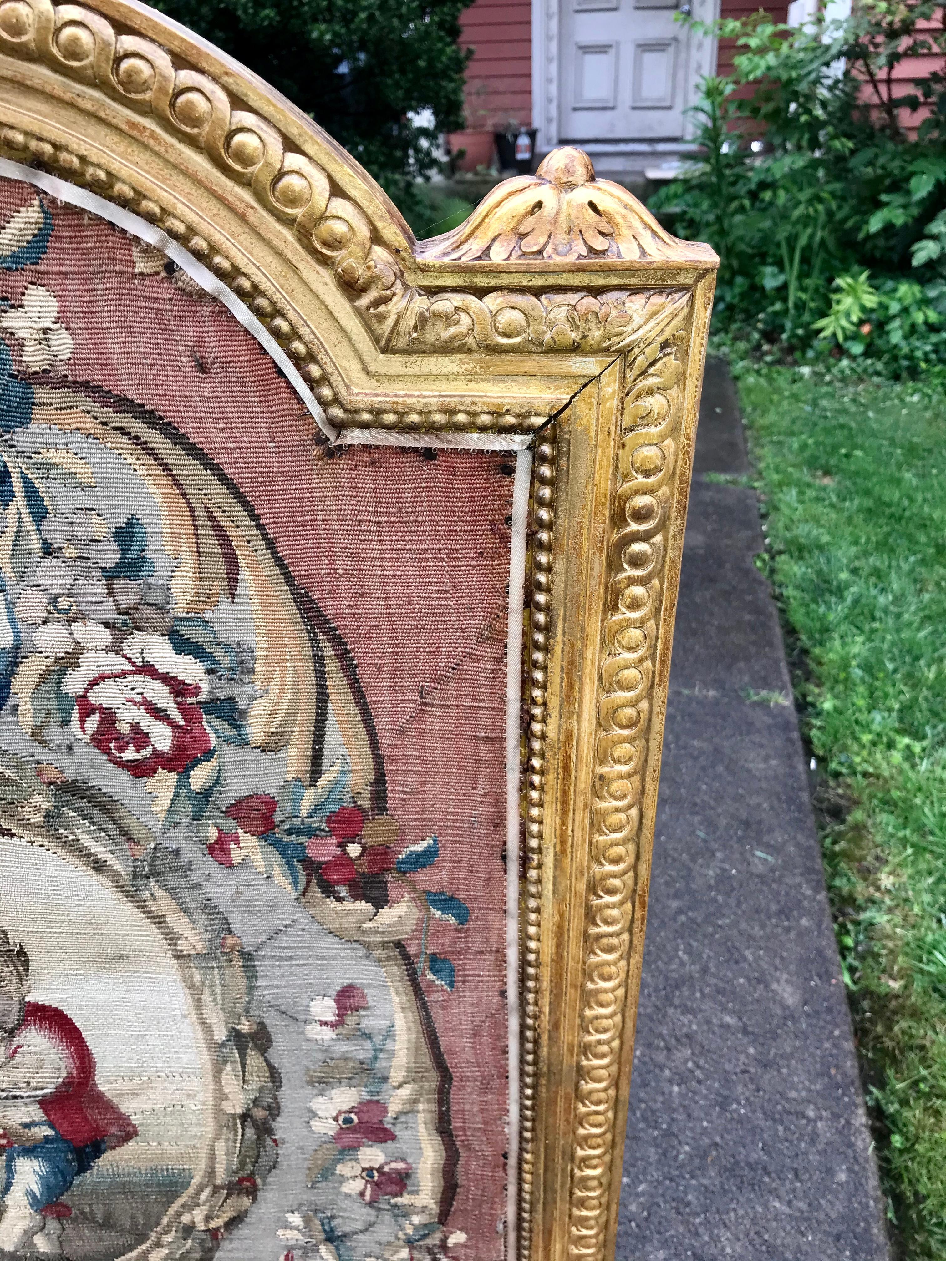 Tall Louis Xvi Style Tapestry and Giltwood Firescreen 7