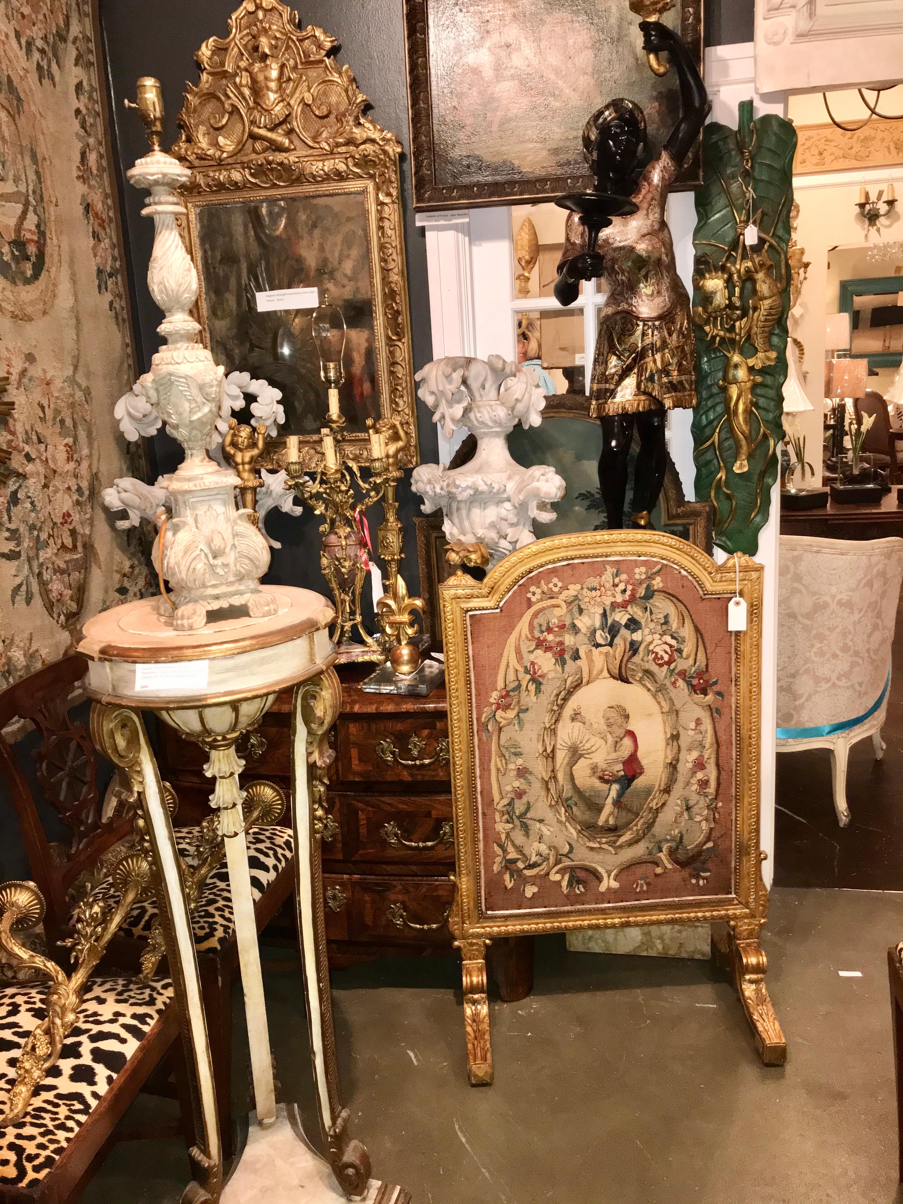 Tall Louis Xvi Style Tapestry and Giltwood Firescreen 9